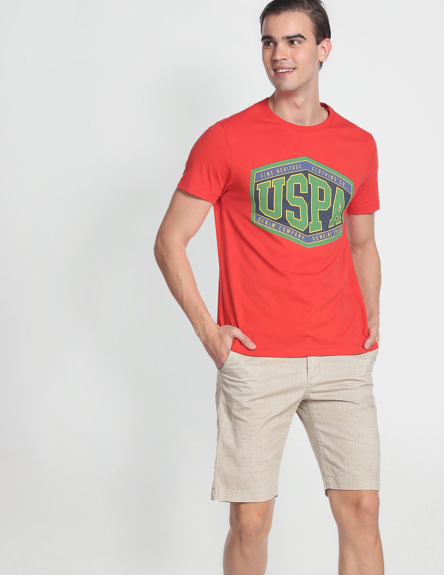 Cotton Slim Fit T-Shirt Red - U.S. Polo Assn. India | Large