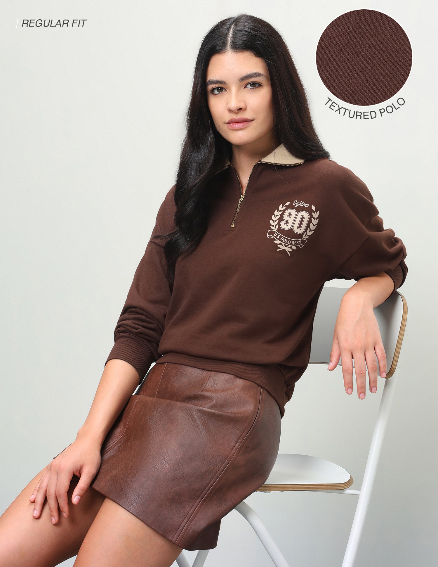 Solid Oversized Fit Zipper Sweatshirt
