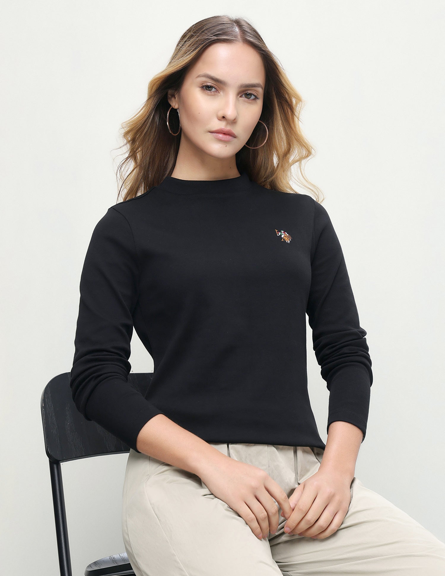 Solid Regular Fit T-Shirt Black - U.S. Polo Assn. India | Large
