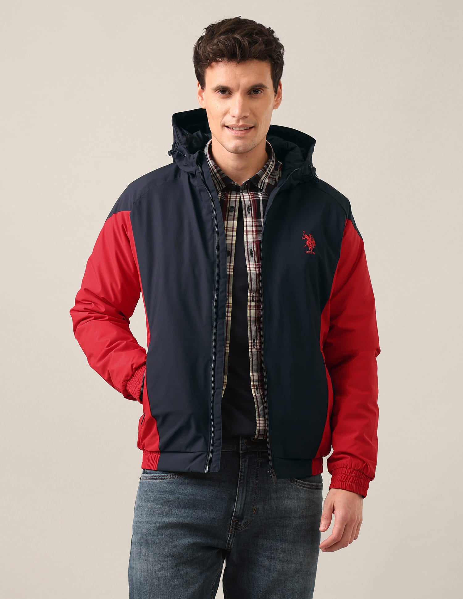 Colour Block Logo Hooded Jacket