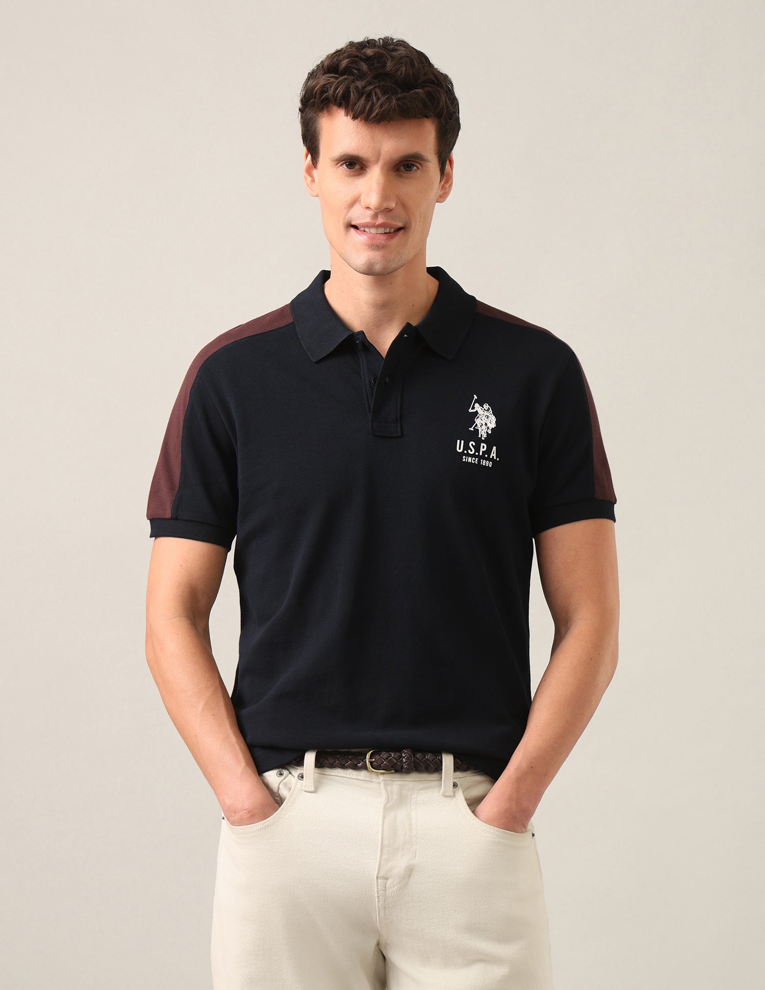 Solid Slim Fit Polo Shirt Navy - U.S. Polo Assn. India | Large