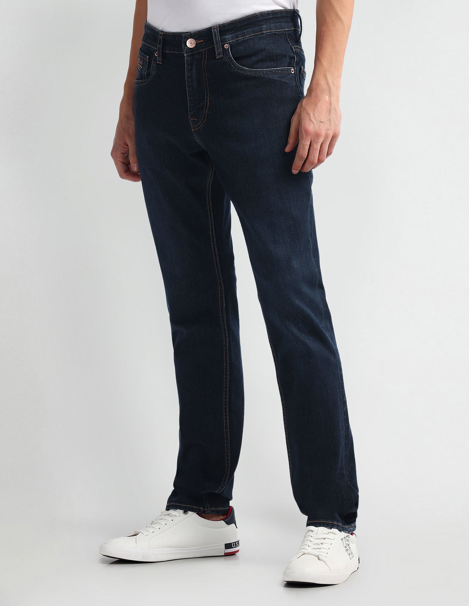 Brandon Slim Tapered Fit Blue Jeans Dark Blue - U.S. Polo Assn. India | Large
