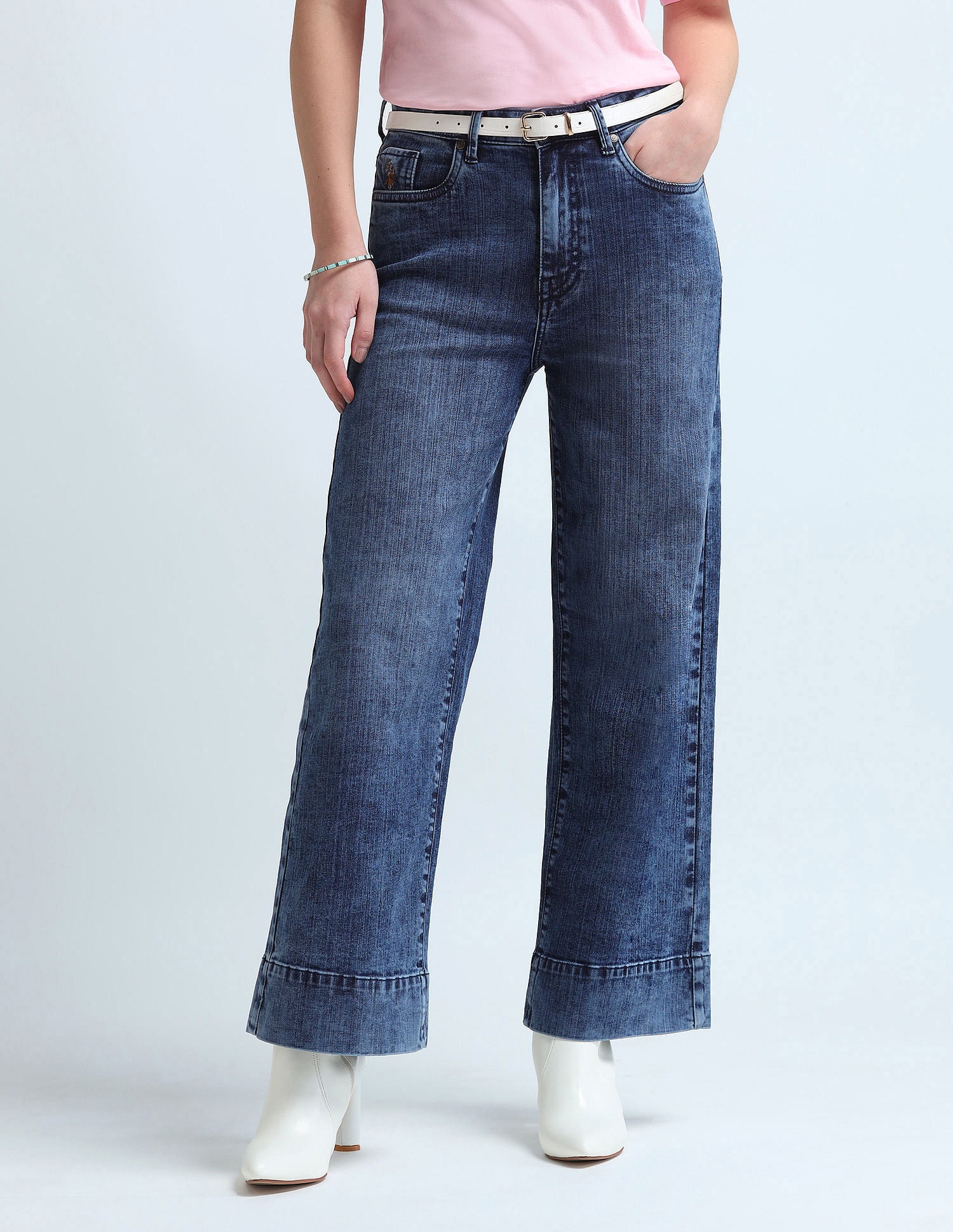 Wide Leg Fit Blue Jeans Blue - U.S. Polo Assn. India | Large