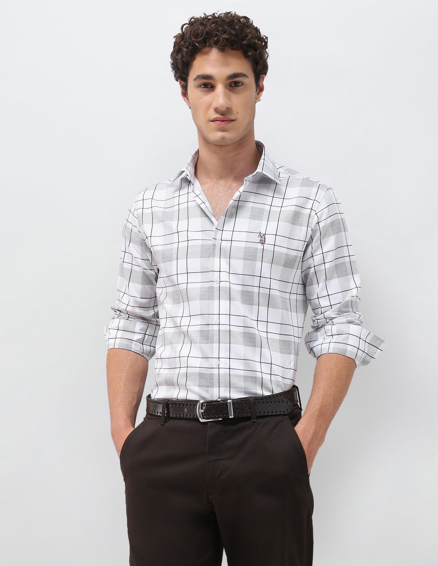 Grid Tattersall Checked Satin Shirt