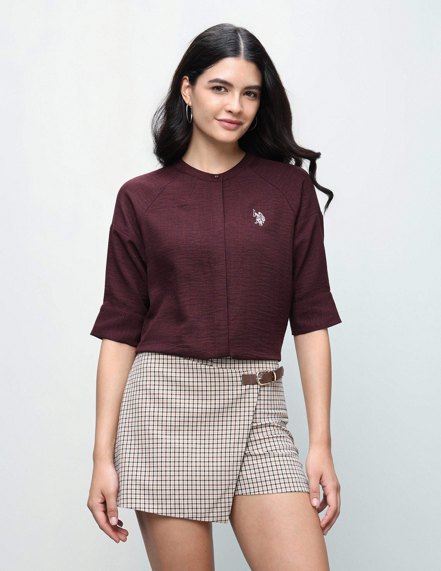 Solid Regular Fit Top Maroon - U.S. Polo Assn. India | Large