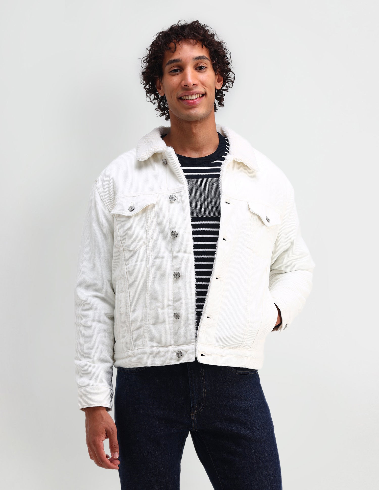 Slim Fit Corduroy Sherpa Jacket