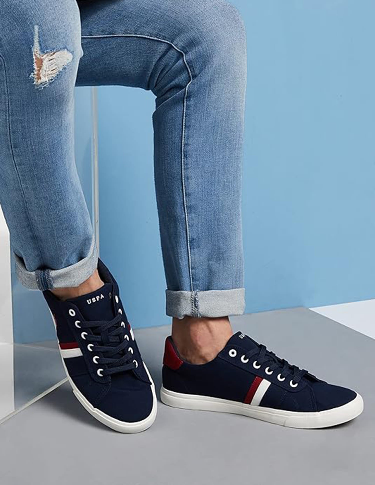 Men Colour Block Abor Sneakers Navy - U.S. Polo Assn. India | Large