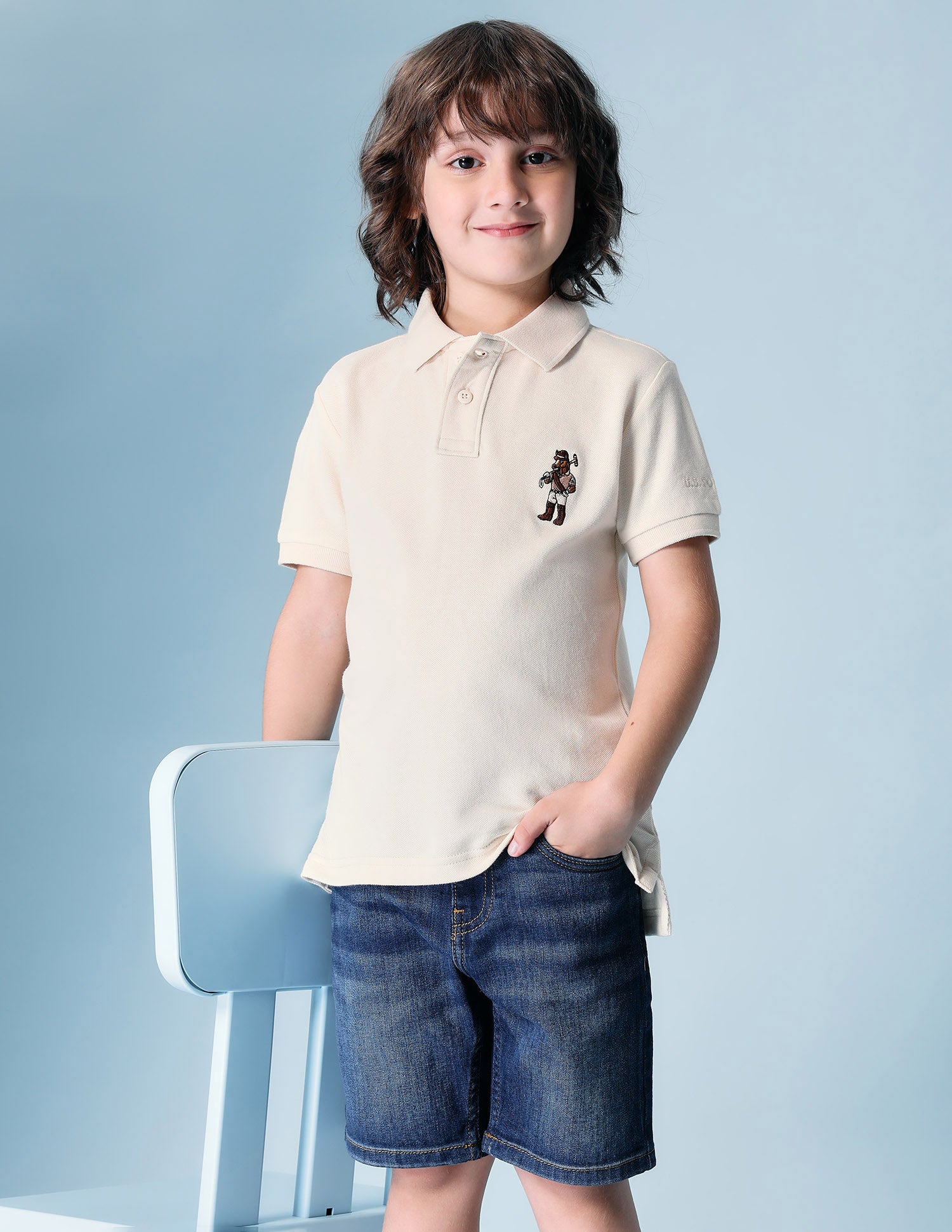 Boys Solid Pure Cotton Polo Shirt