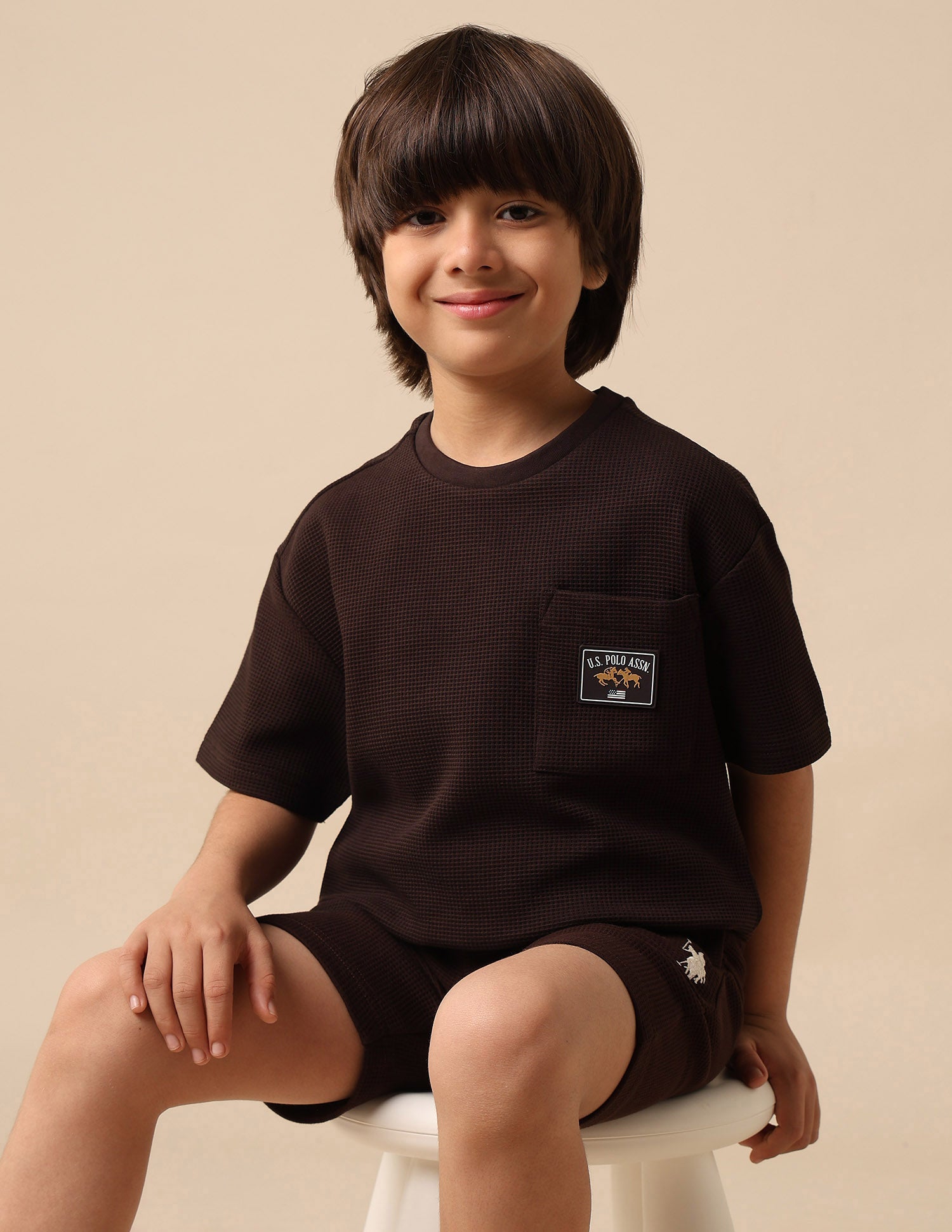 Boys Textured Boxy Fit T Shirt