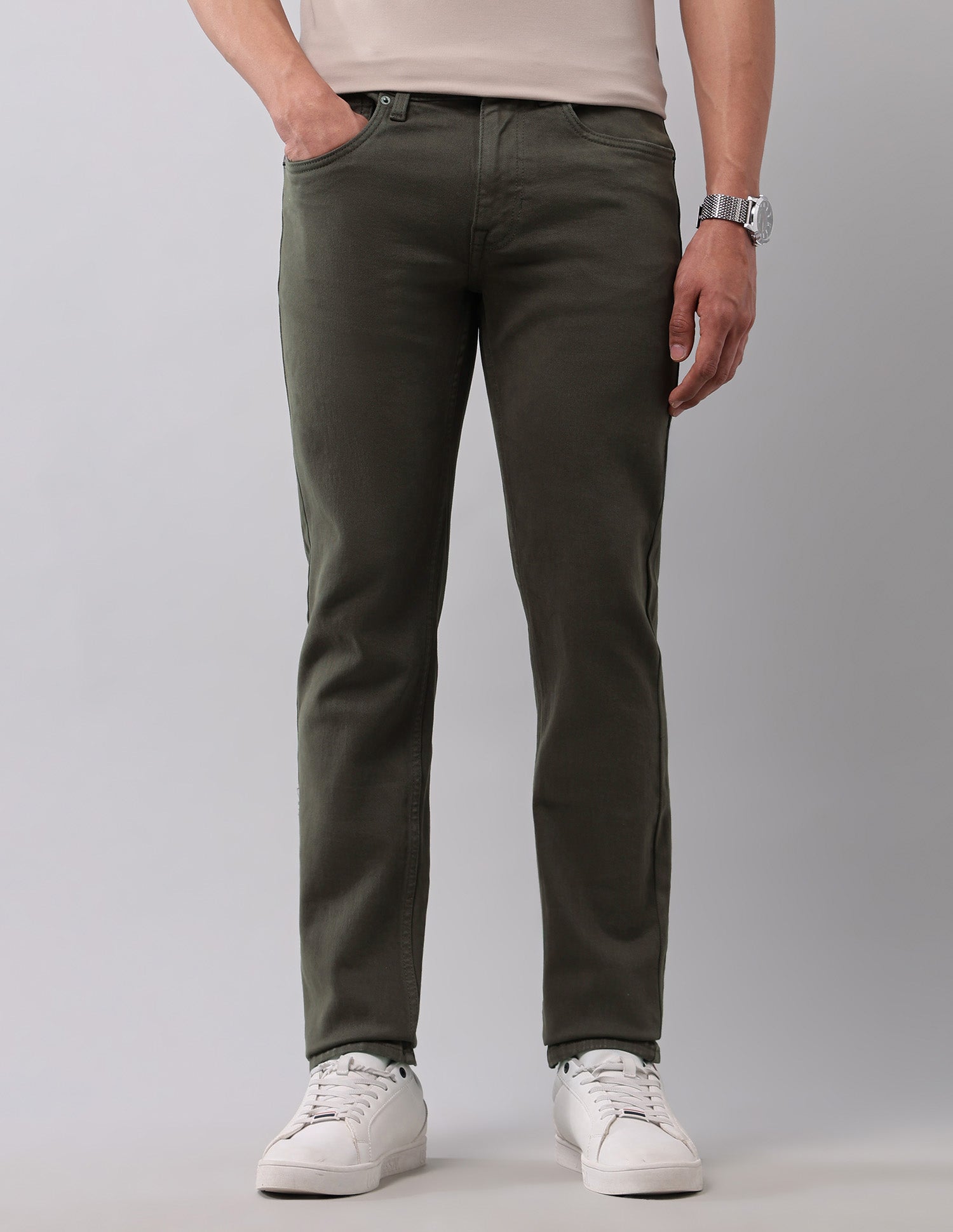 Regallo Skinny Fit Green Jeans Olive - U.S. Polo Assn. India | Large