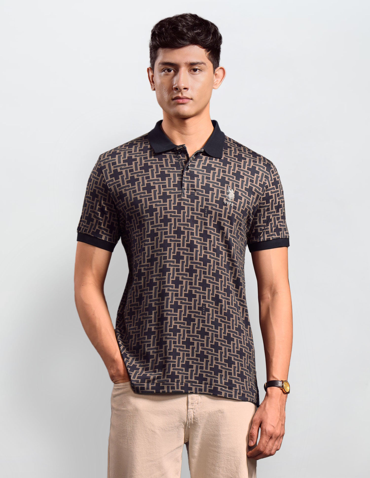 Geometric Printed Regular Fit Polo shirt