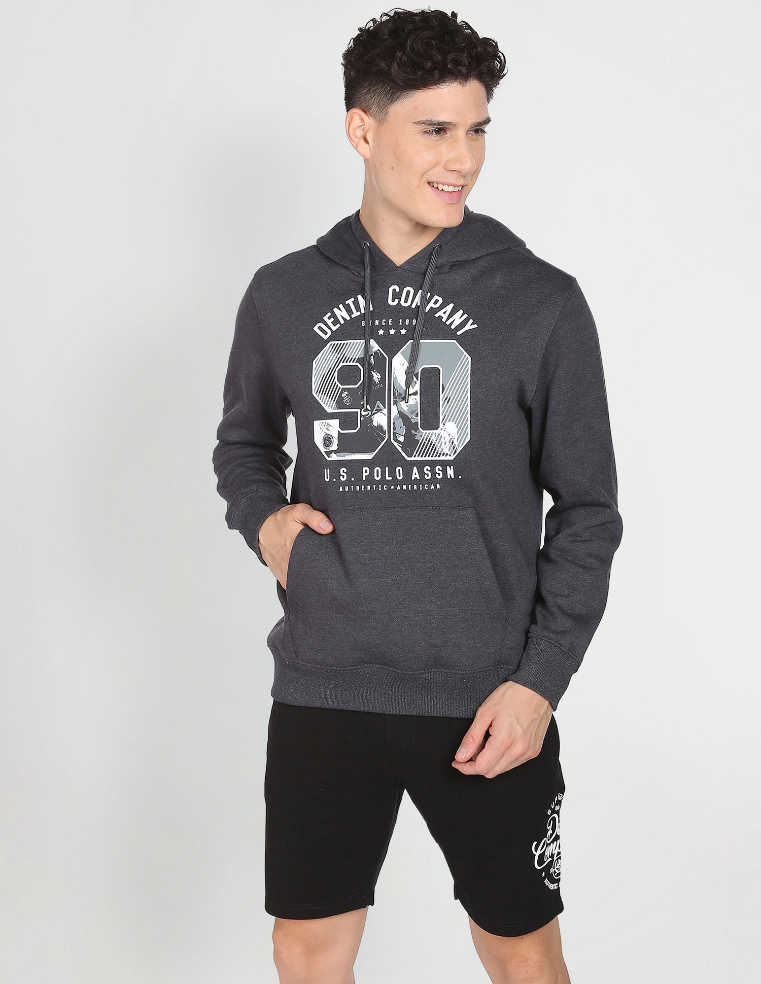 Hooded Graphic Print Sweatshirt Charcoal - U.S. POLO ASSN. | Large