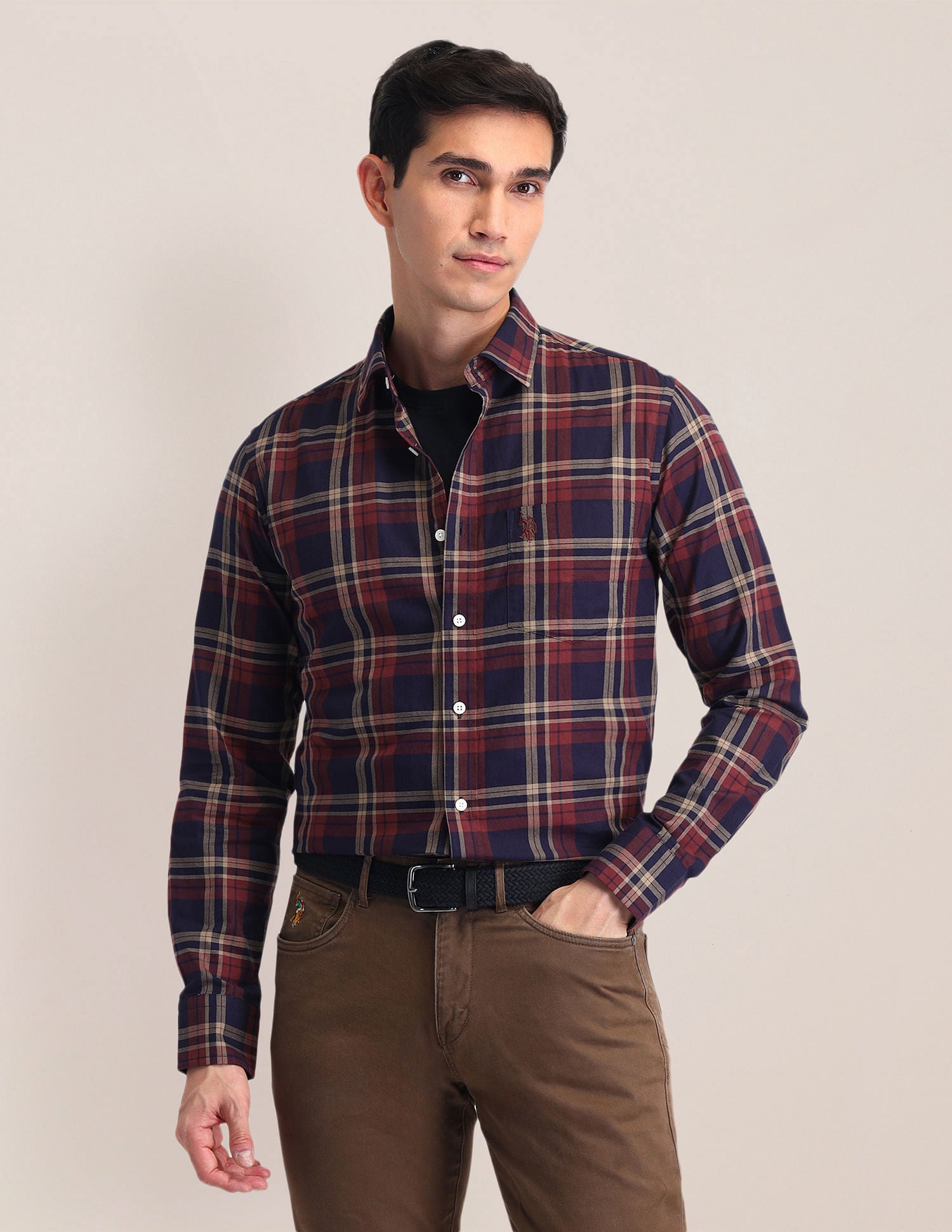 Tailored Fit Dobby Checked Shirt