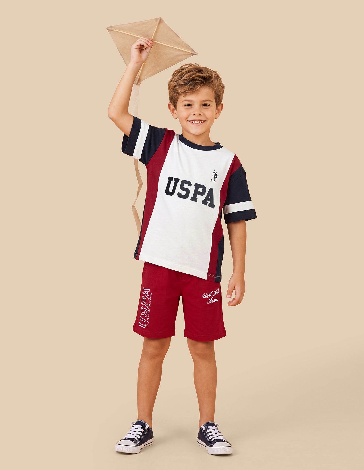 Colour Blocked With Brand Printed Oversized Fit T-Shirt White - U.S. Polo Assn. India | Large