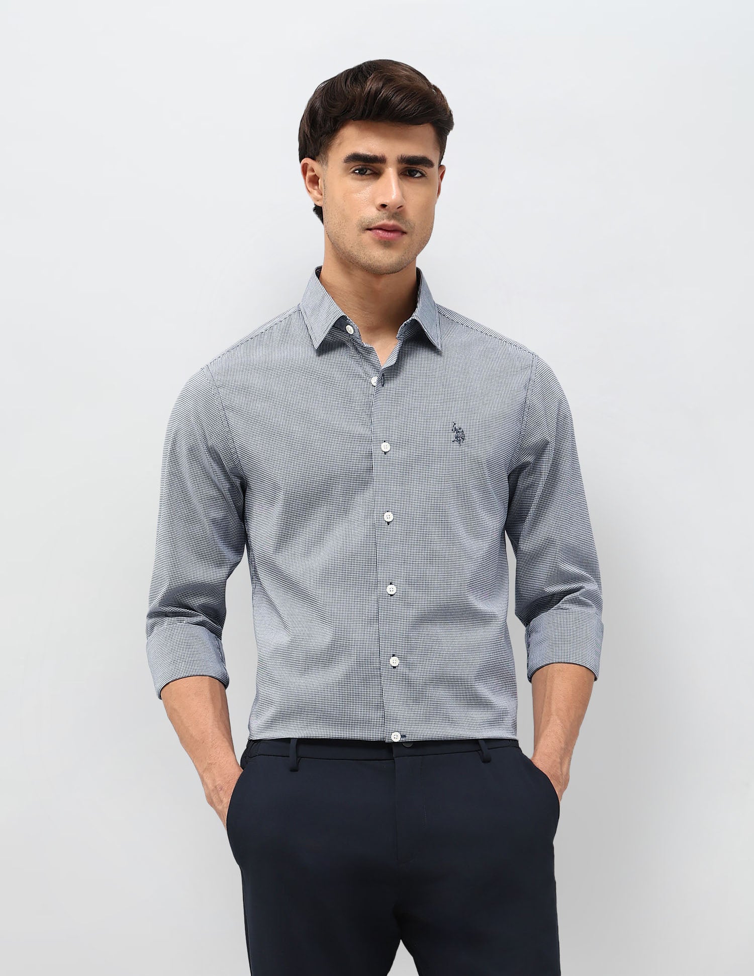 Micro Checked Tailored Fit Shirt