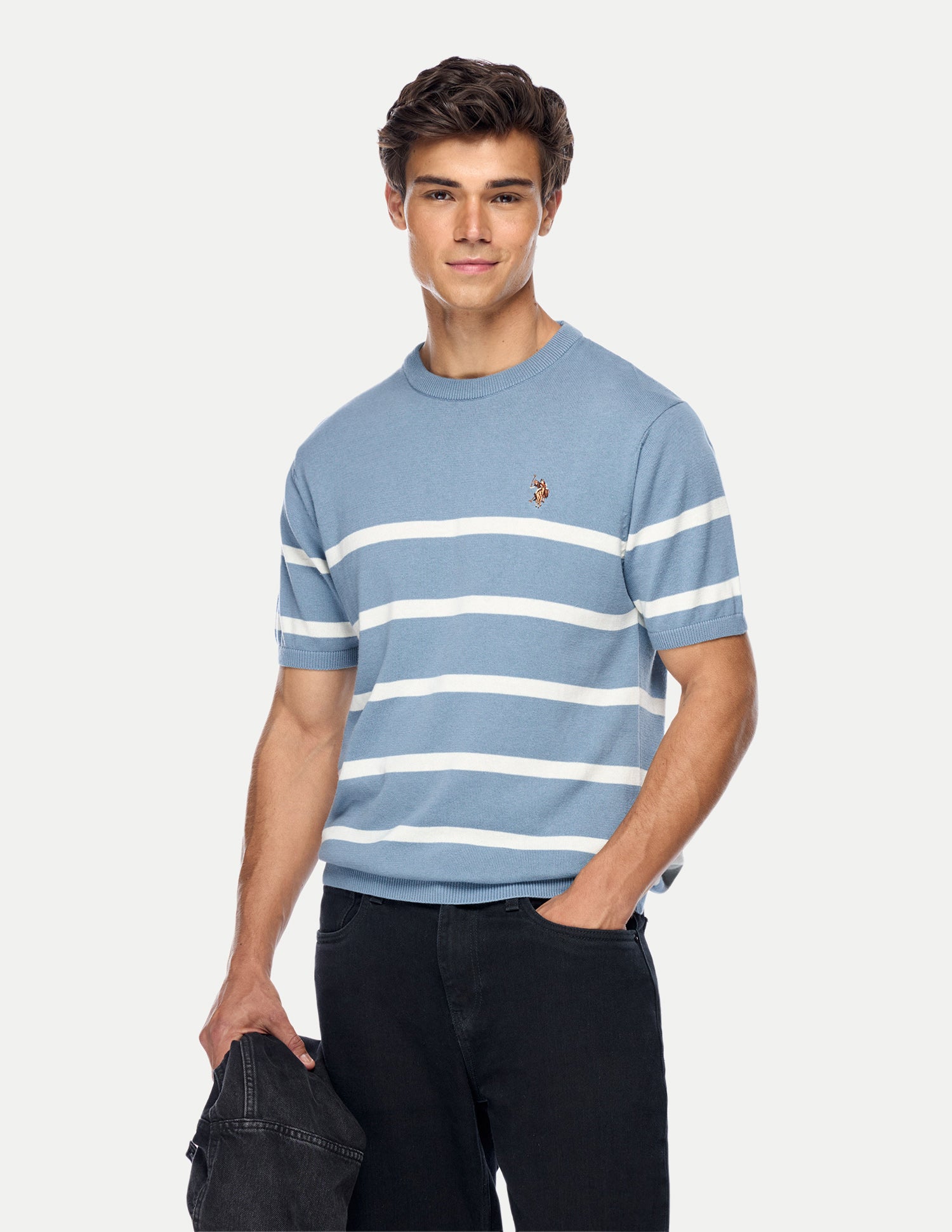 Horizontal Striped Regular Fit Sweater Blue - U.S. Polo Assn. India | Large