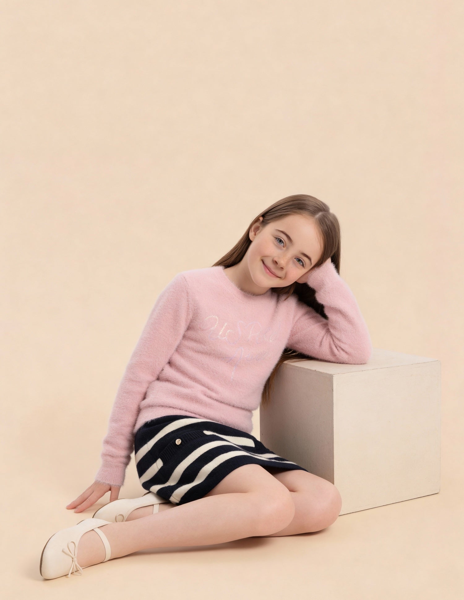 Girls Brand Printed Regular Fit Sweater