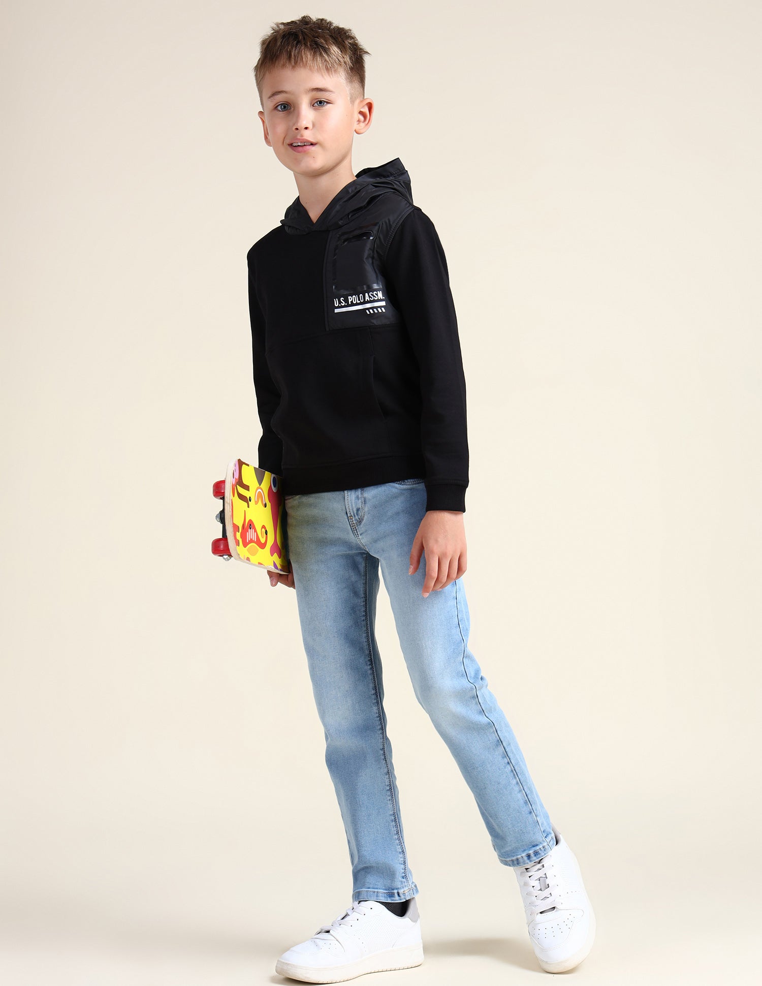 Boys Solid Hooded Sweatshirt