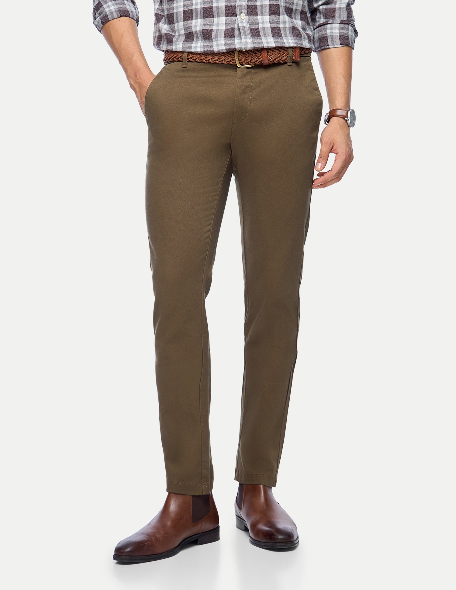Denver Slim Fit Mid Rise Trousers Brown - U.S. Polo Assn. India | Large