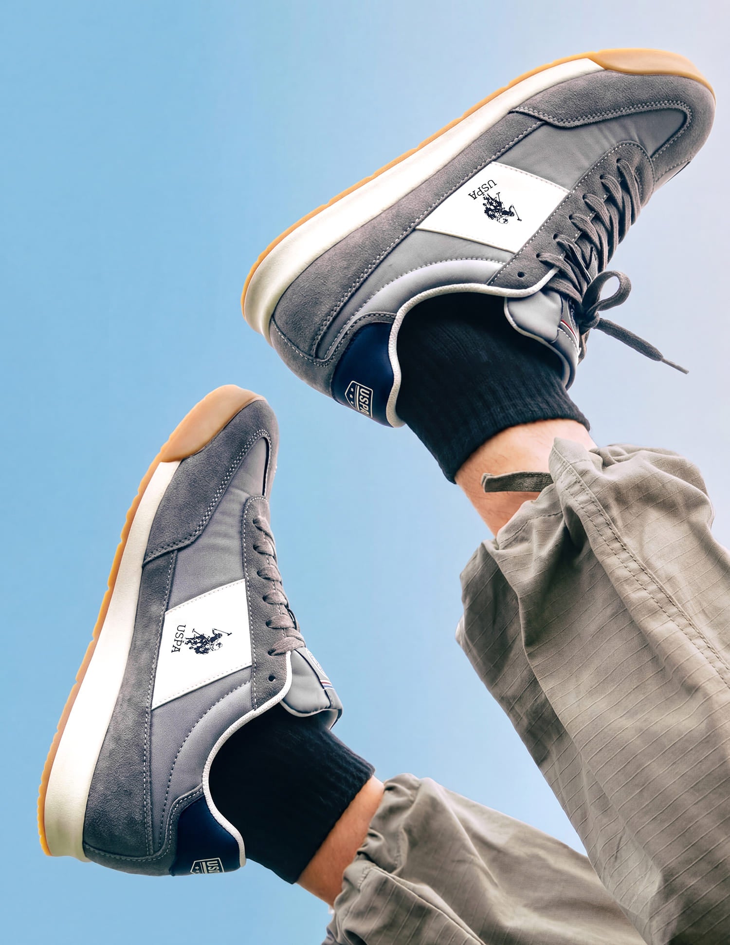 Round Toe Lace Ups Gallop Sneakers Grey - U.S. Polo Assn. India | Large