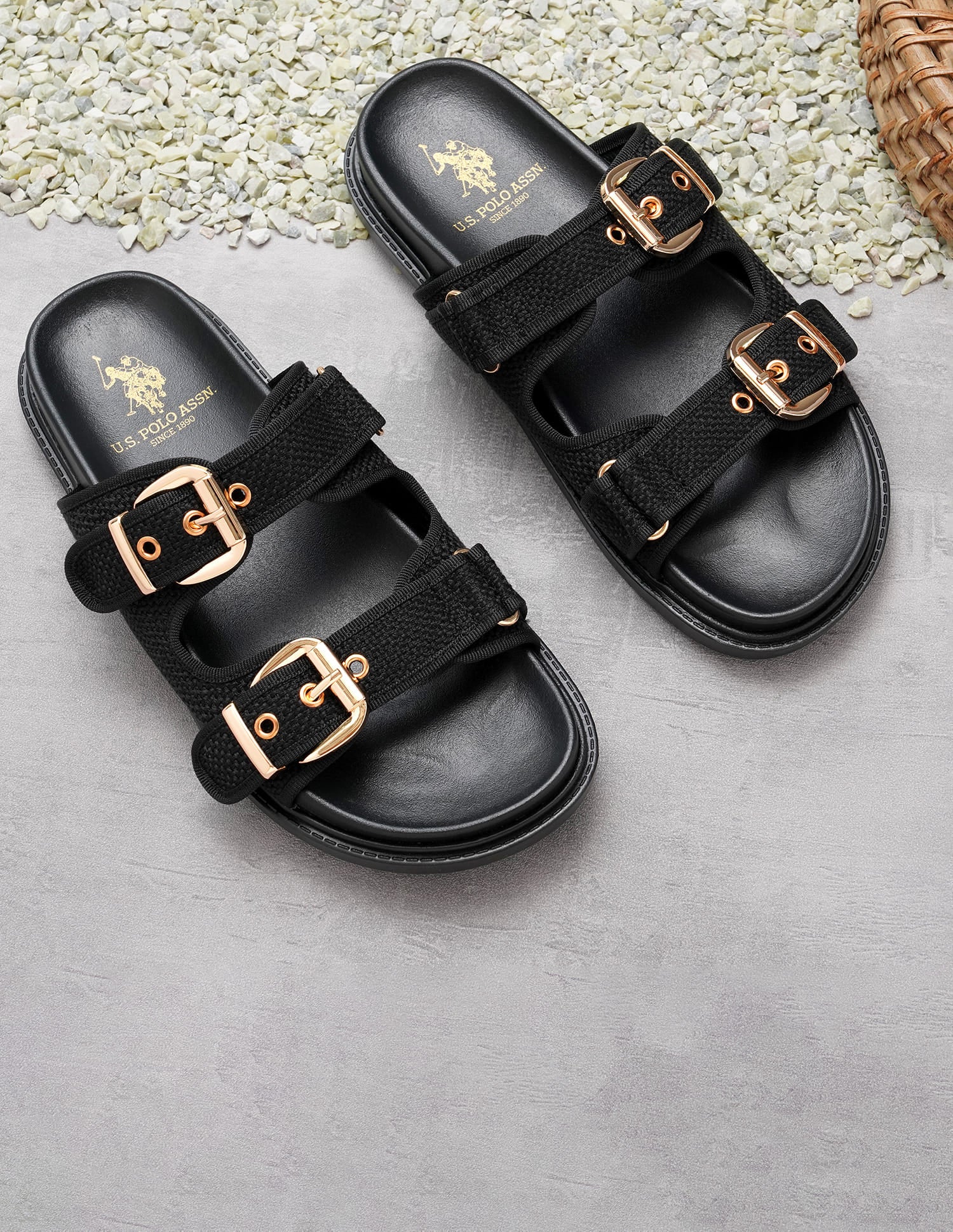 Marcella Black Lightweight Footbed Flats Black - U.S. Polo Assn. India | Large