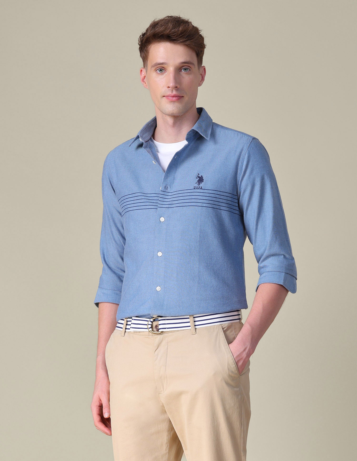 Horizontal Striped Tailored Fit Shirt