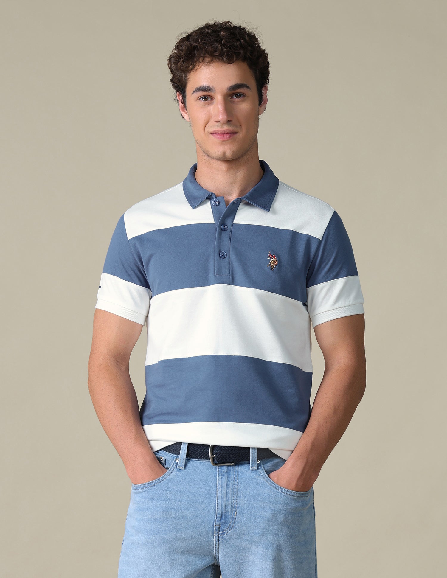 Horizontal Striped Slim Fit Polo Shirt