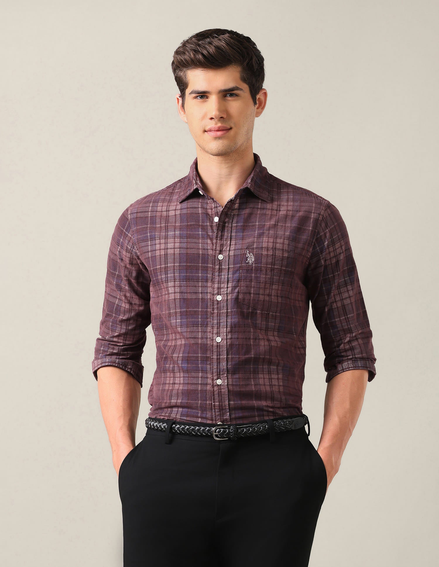 Tailored Fit Corduroy Shirt Brown - U.S. Polo Assn. India | Large