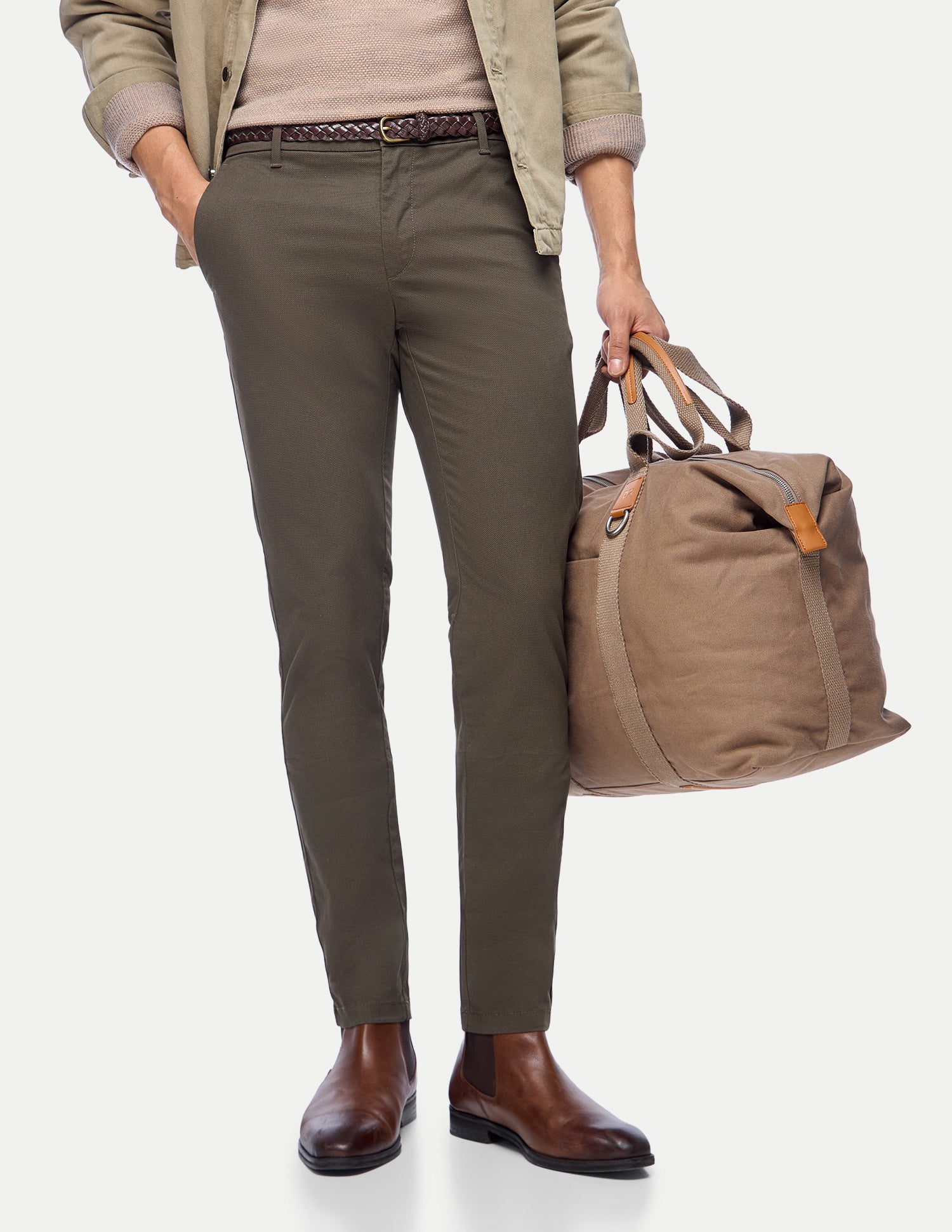 Austin Slim Fit Twill Trousers Brown - U.S. Polo Assn. India | Large