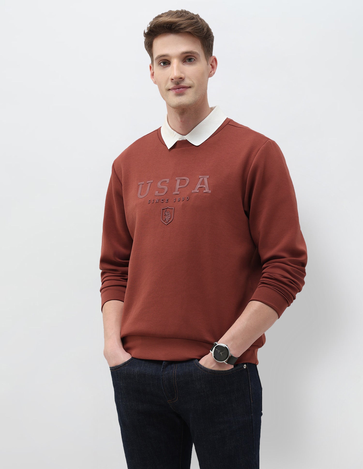 Brand Embossed Regular Fit Sweatshirt