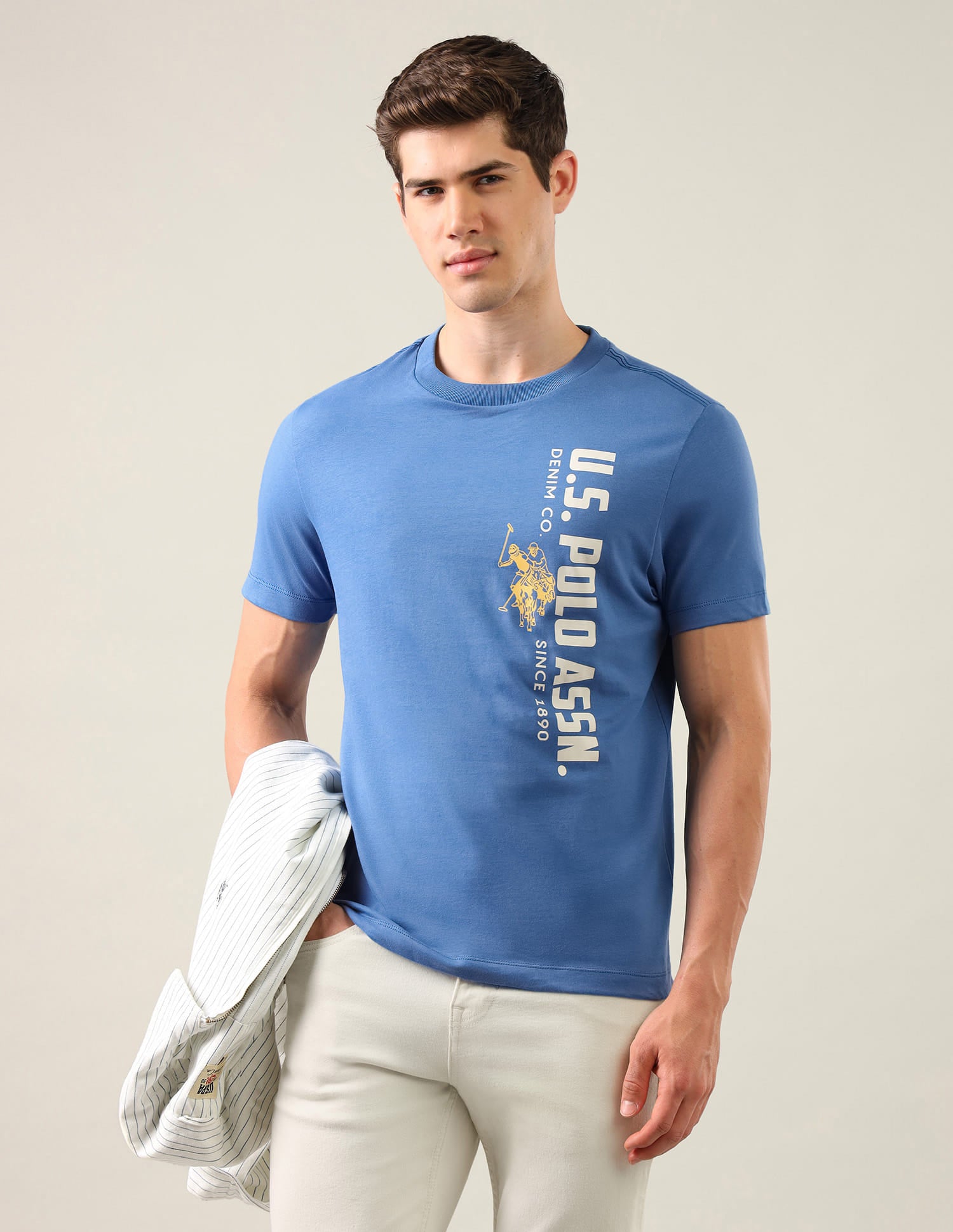 Brand Printed Regular Fit T-Shirt Blue - U.S. Polo Assn. India | Large
