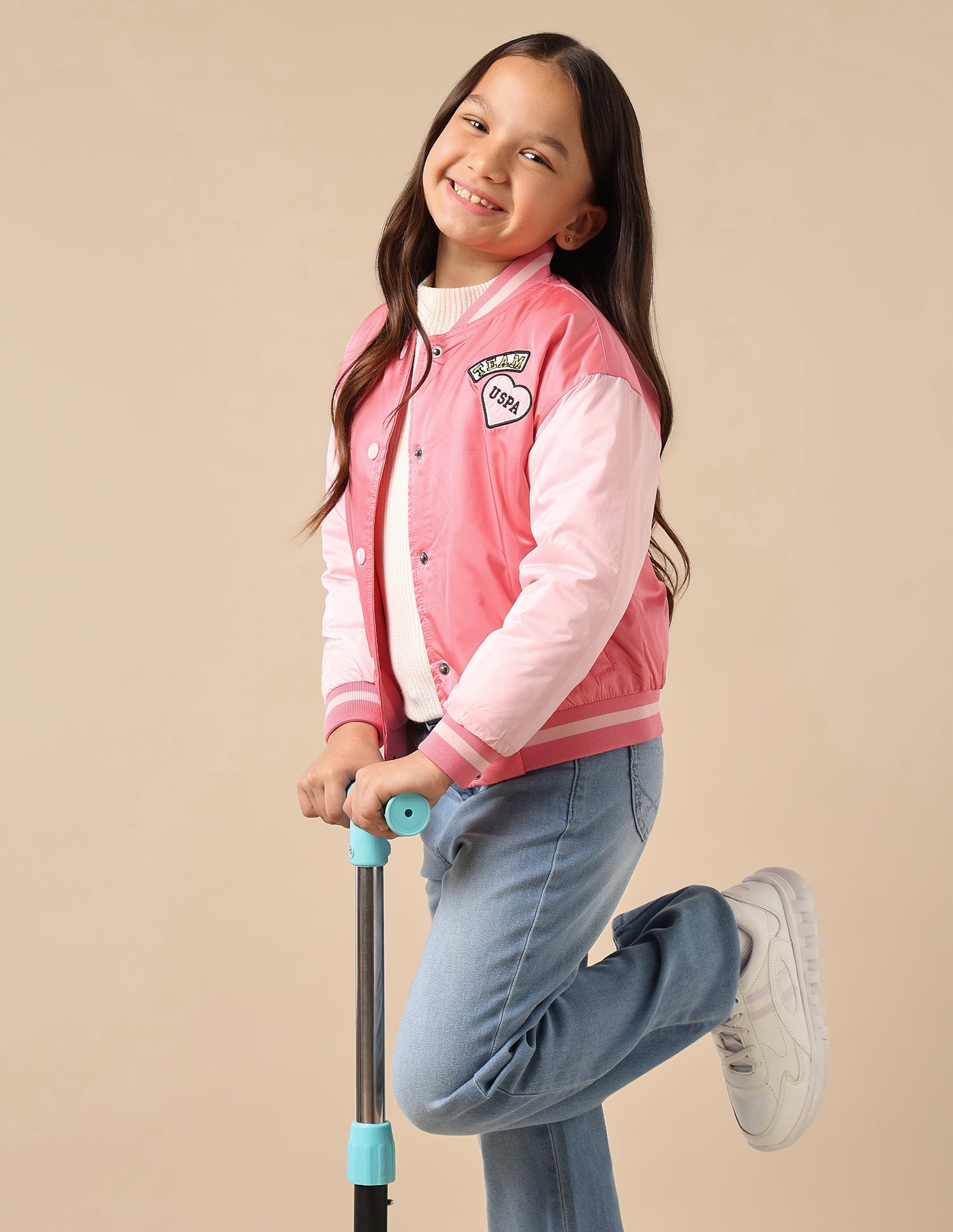 Girls Color Block Varsity Jacket