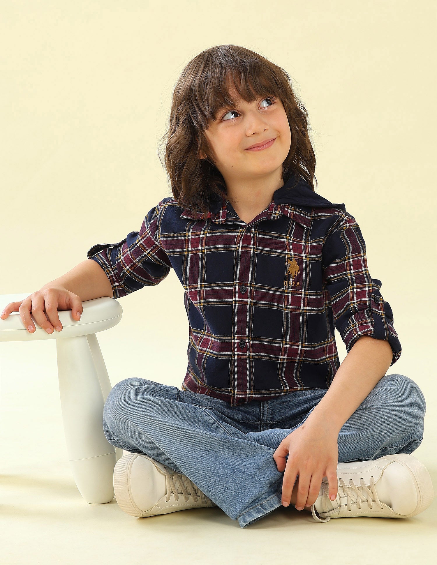 Twill Plaid Checked Hooded Shirt