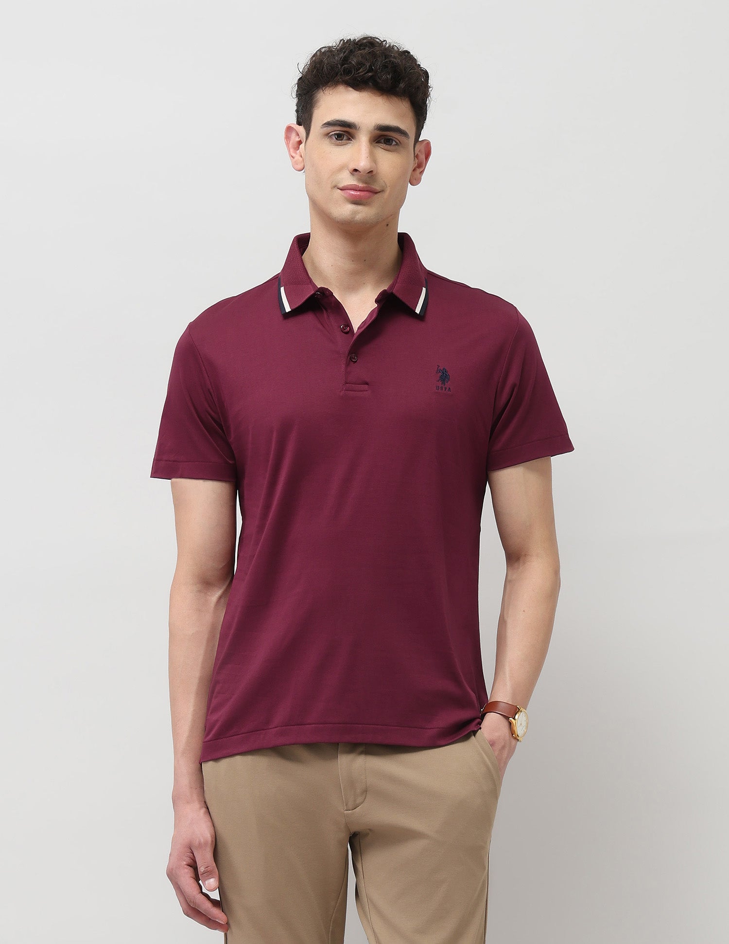 Pure Cotton Solid Polo Shirt