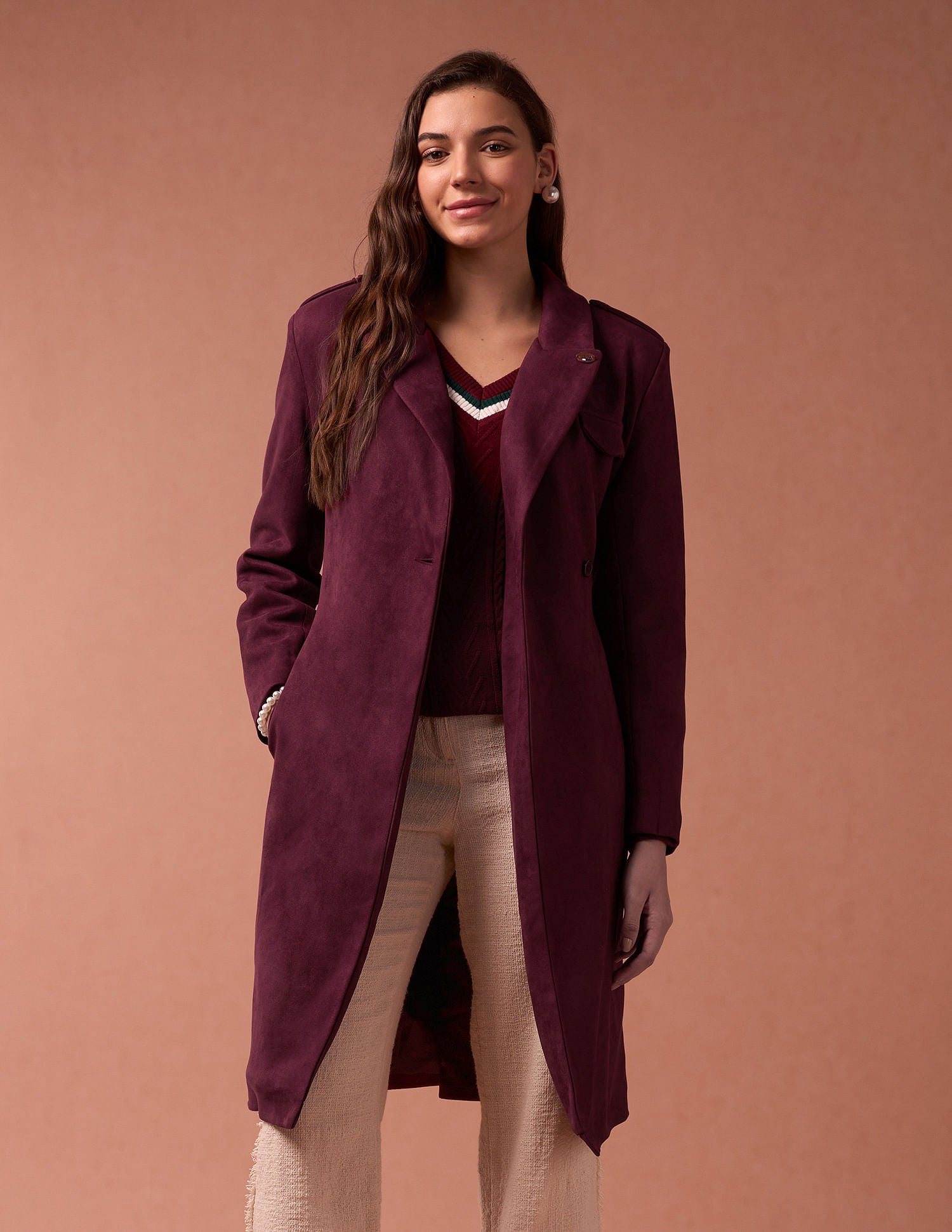 Longline Lapel Collar Jacket