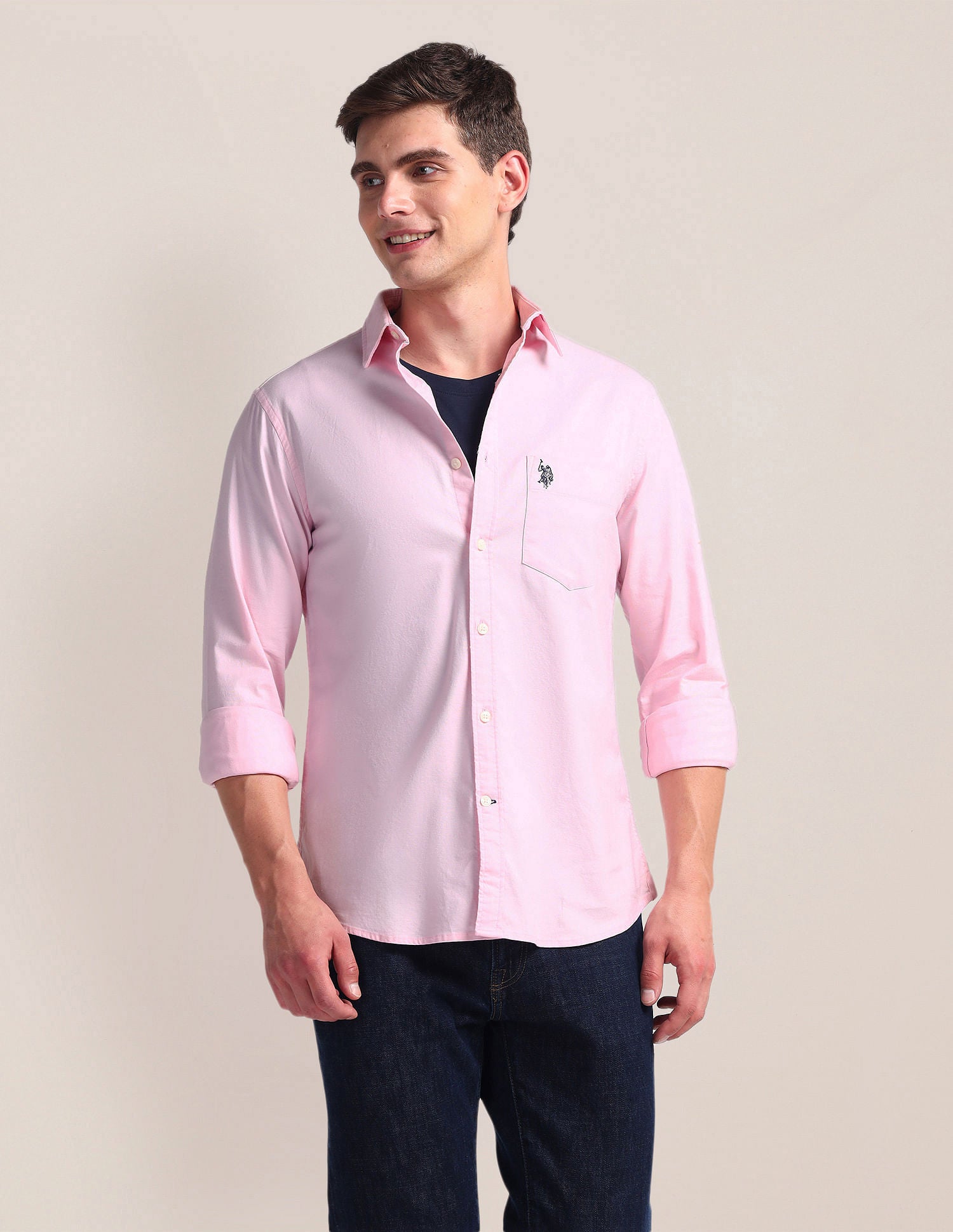 Solid Dobby Shirt Pink - U.S. Polo Assn. India | Large