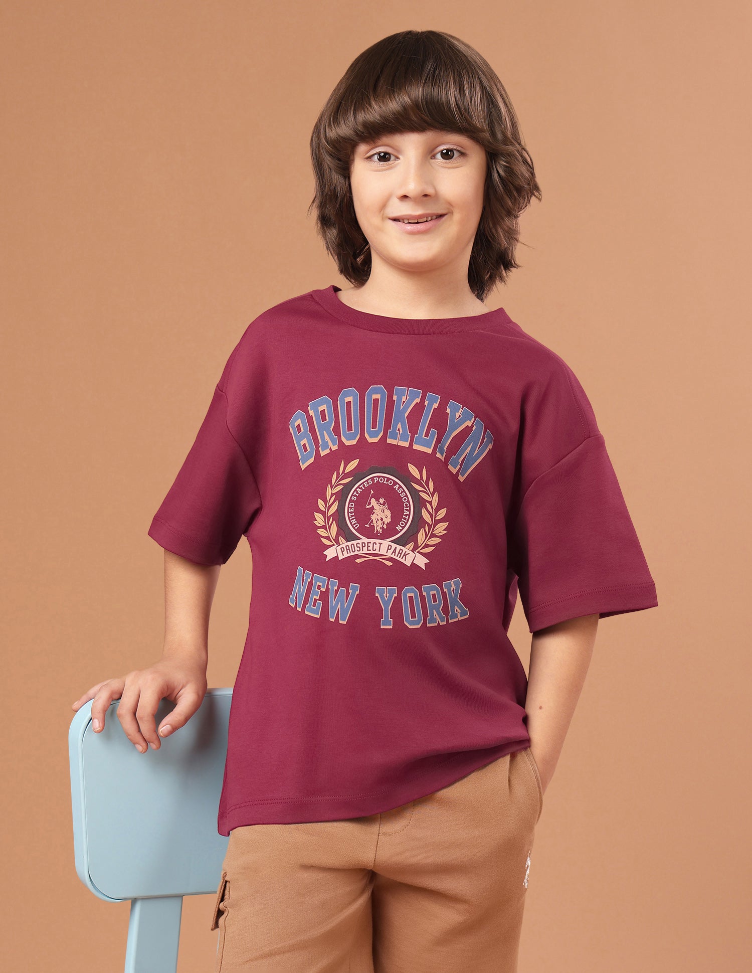 Graphic Printed Oversized Fit T-Shirt Maroon - U.S. Polo Assn. India | Large