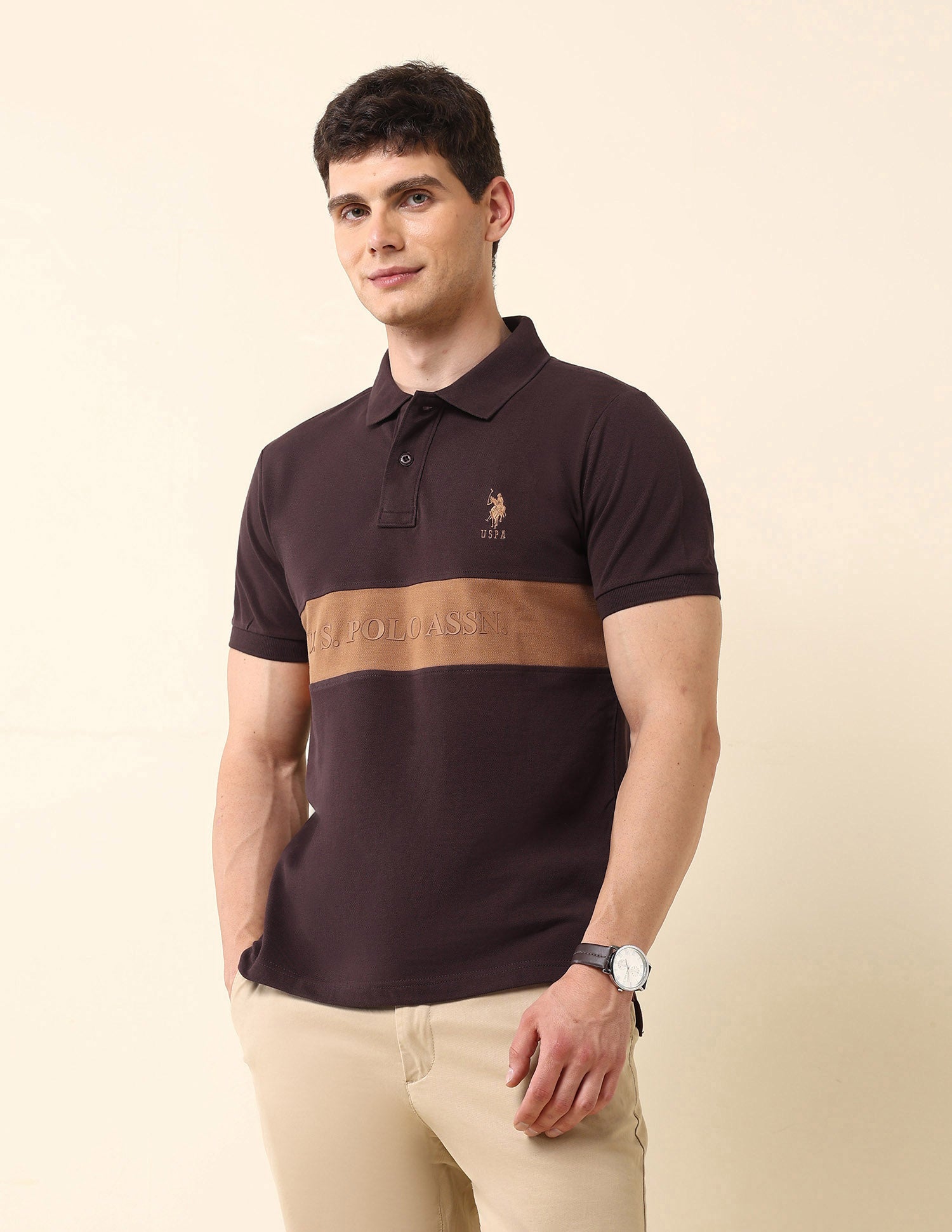 Pure Cotton Classic Polo Shirt Dark Brown - U.S. Polo Assn. India | Large