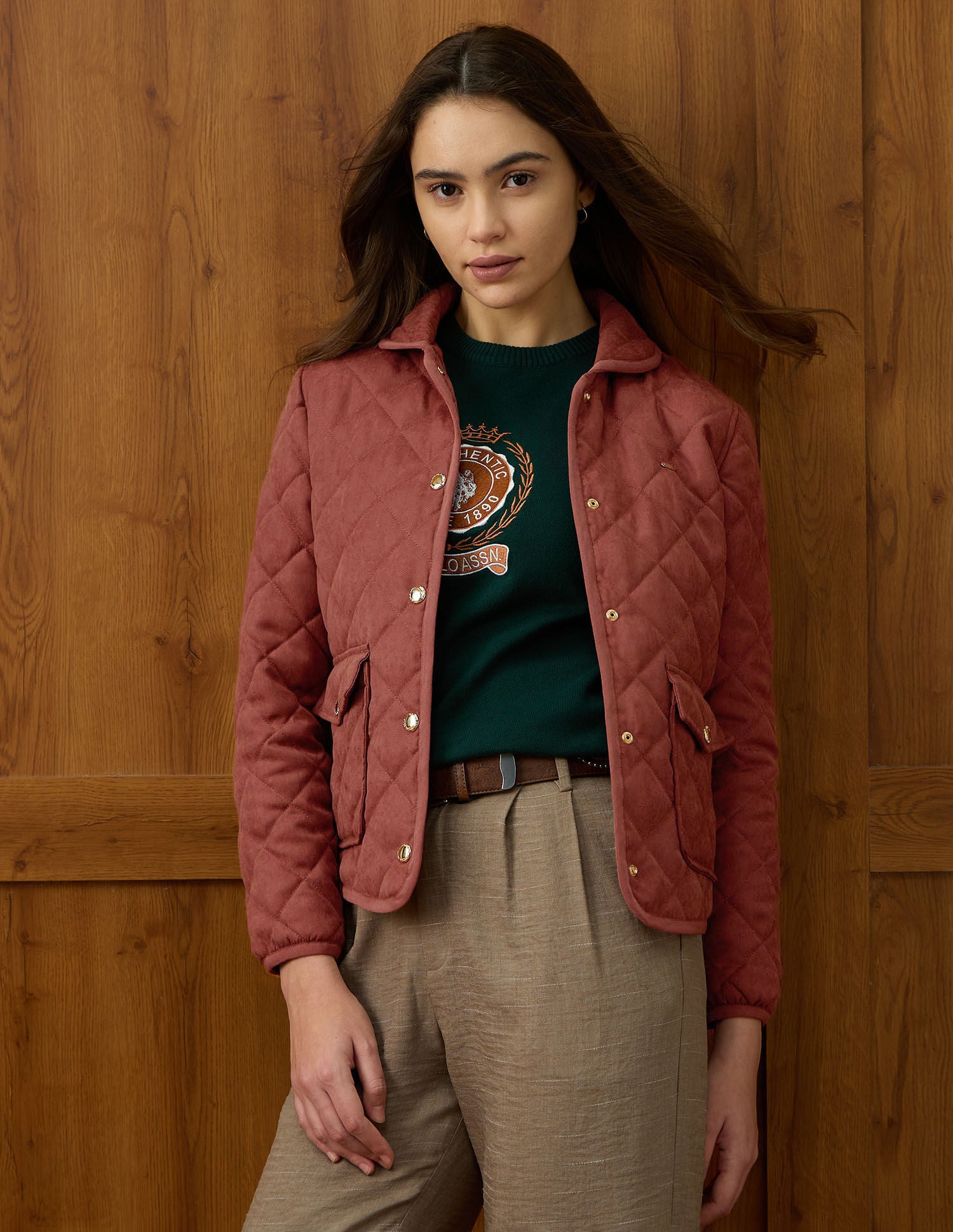 Solid Regular Fit Quilted Jacket