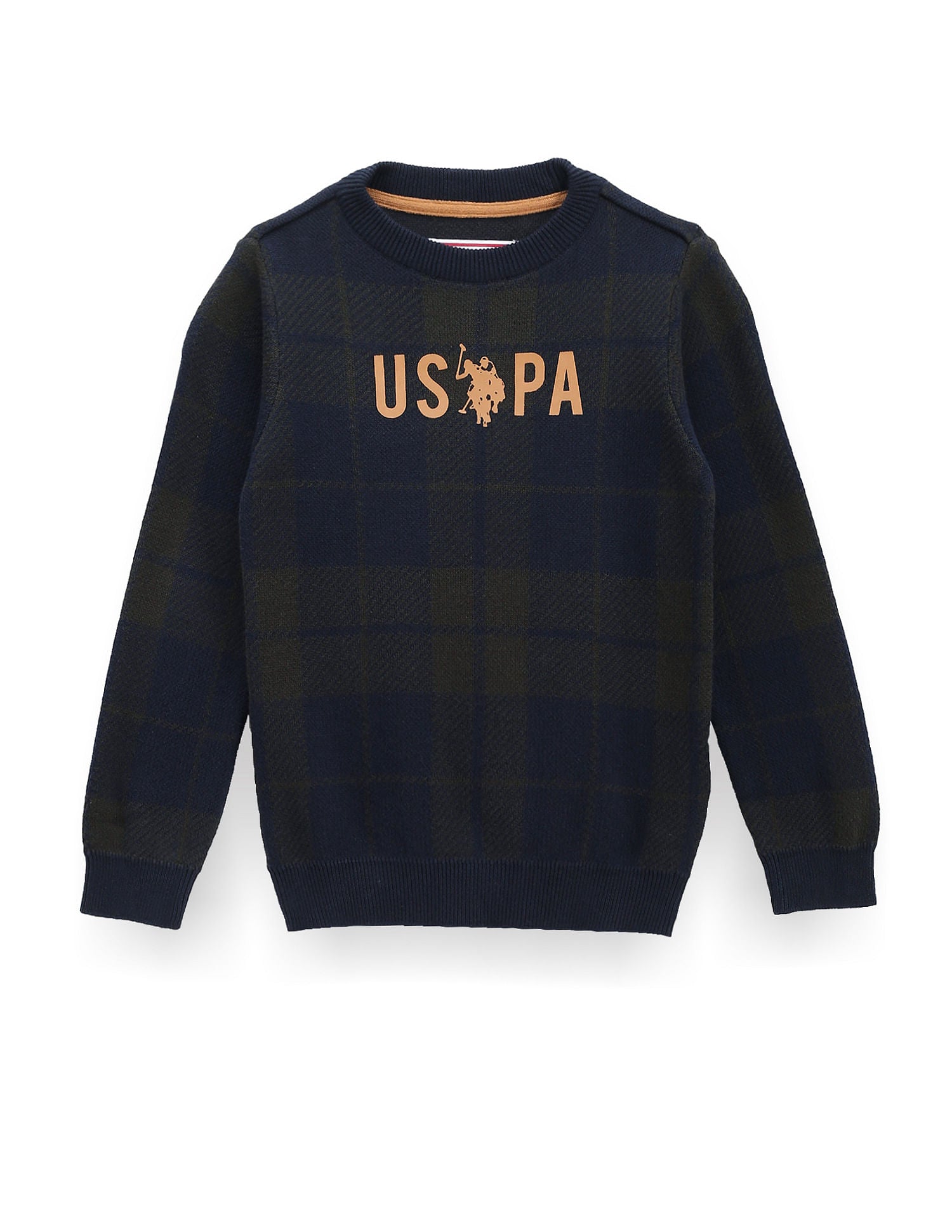 Boys Crew Neck Check Sweater