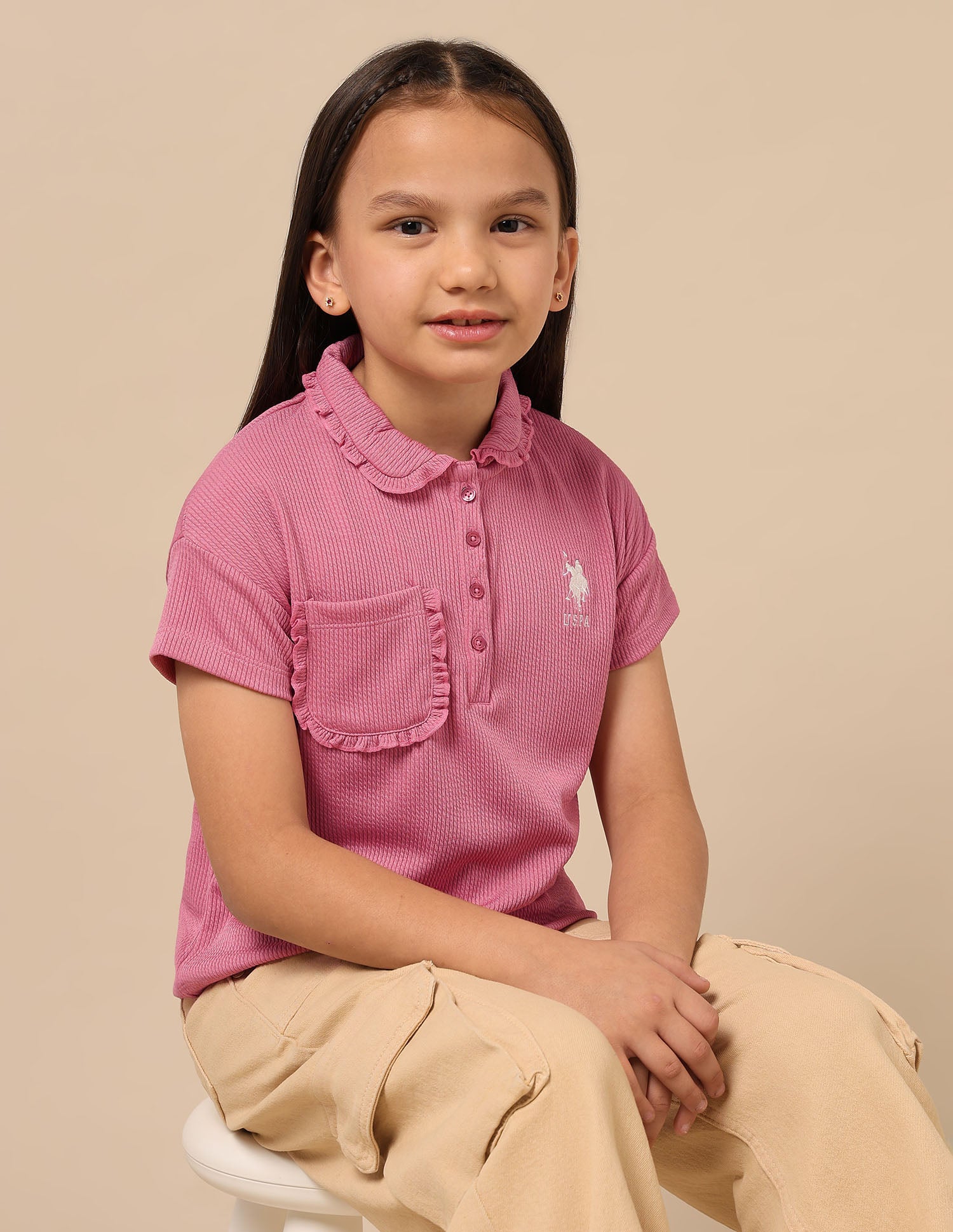 Girls Textured Boxy Fit Top