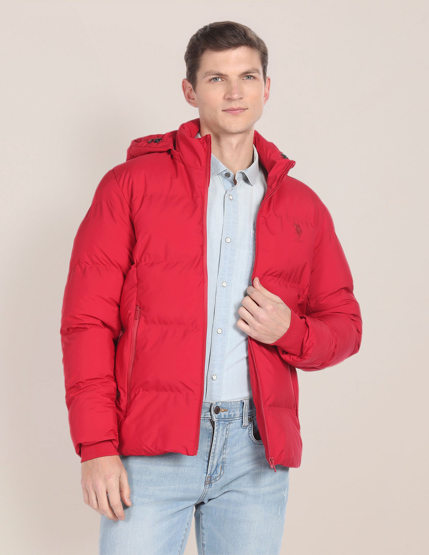 High Neck Solid Quilted Jacket