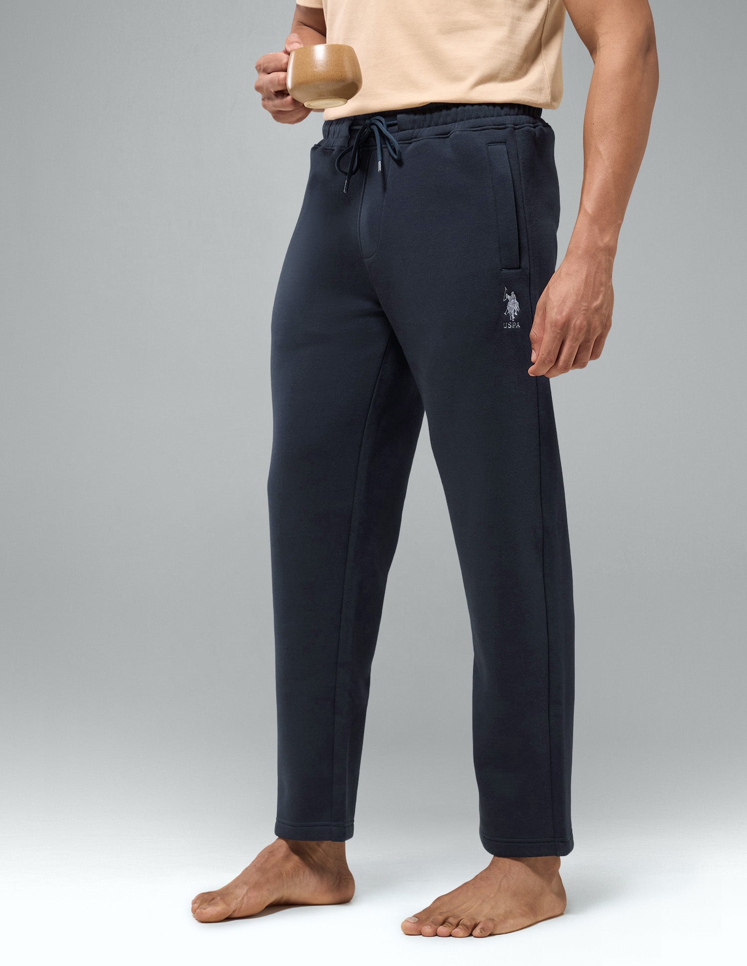 Cotton Fleece Relaxed Fit LR007 Track Pants Navy - U.S. Polo Assn. India | Large