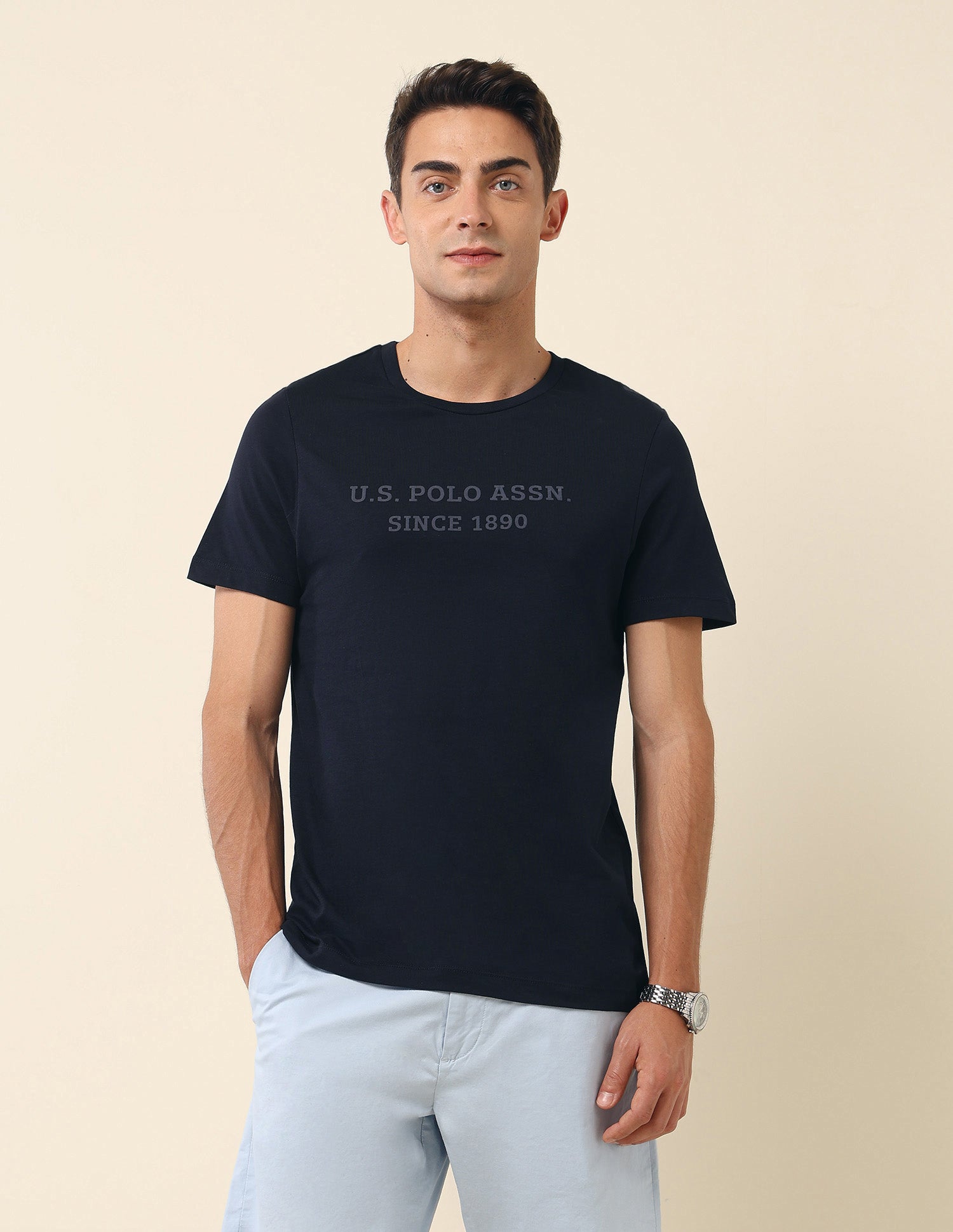 Brand Embossed Slim Fit T- Shirt Navy - U.S. Polo Assn. India | Large
