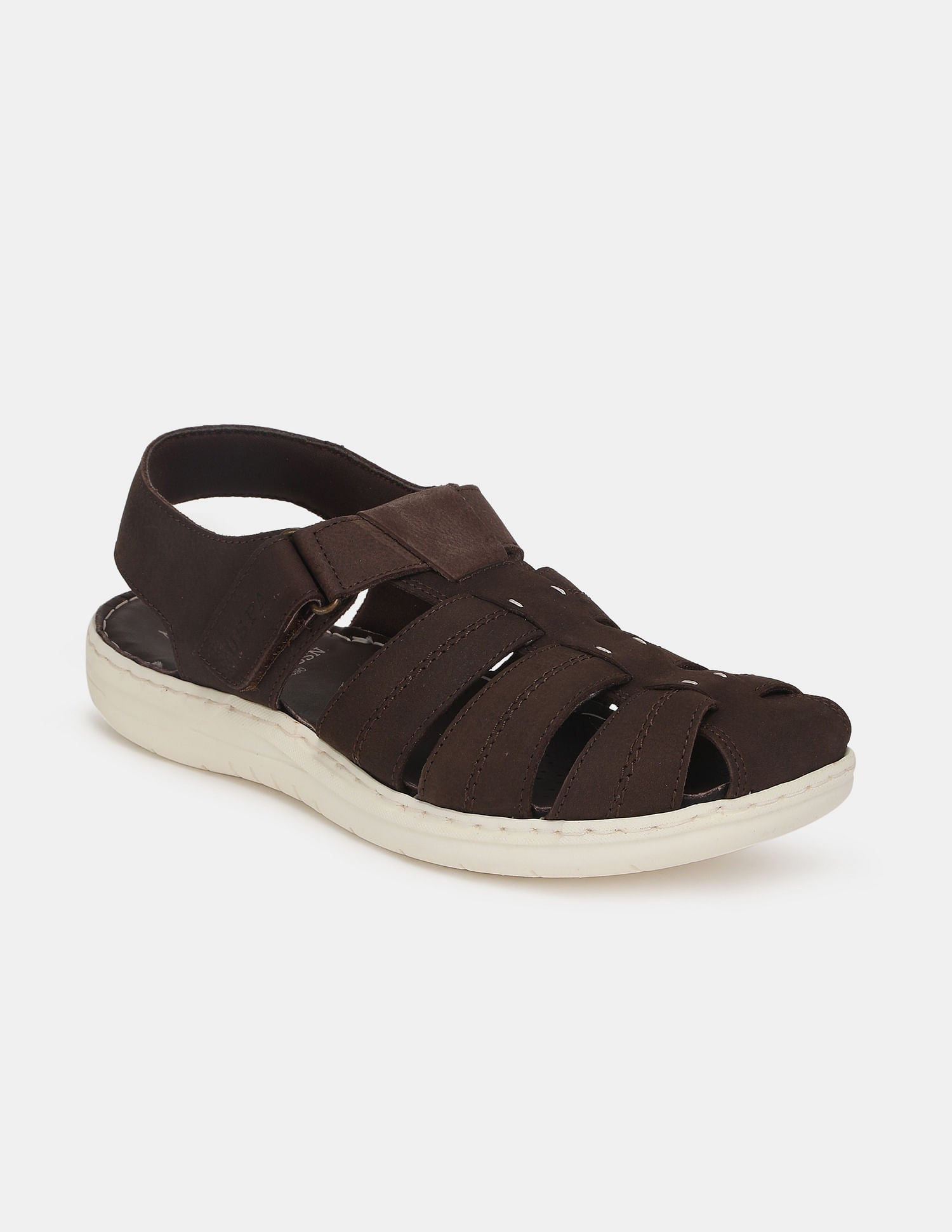 Men Brown Closed Toe Albertus Leather Sandals