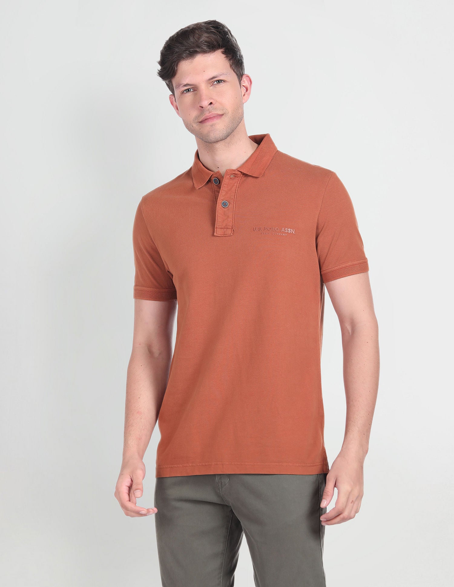 Solid Cotton Polo Shirt Rust - U.S. Polo Assn. India | Large