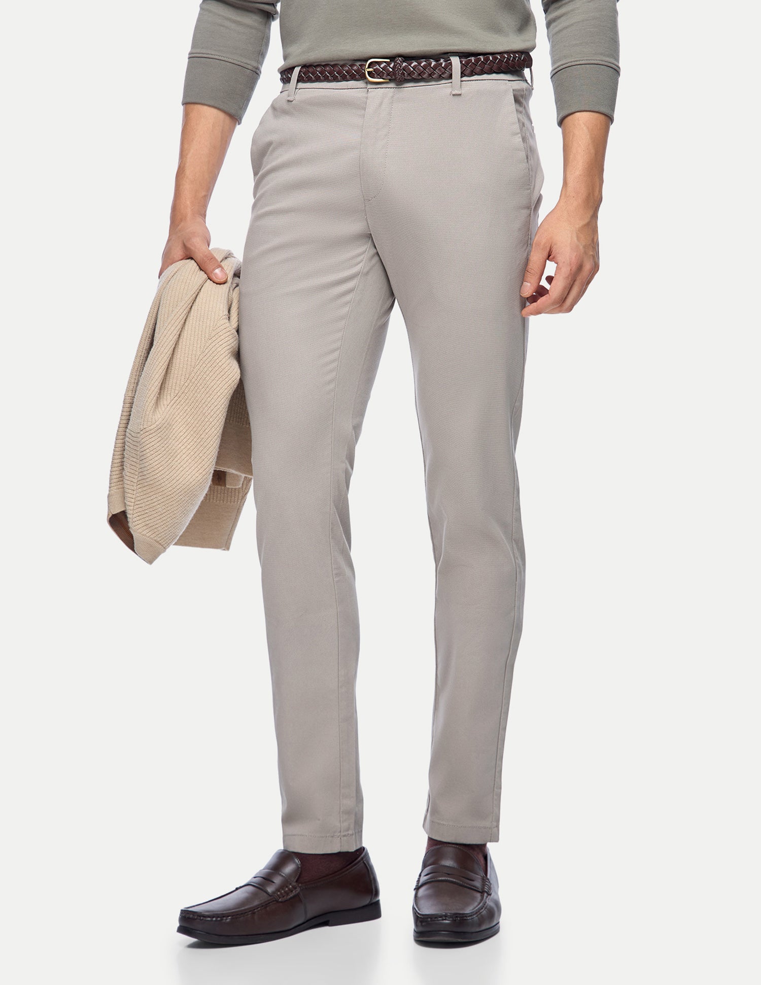 Austin Slim Fit Twill Trousers Grey - U.S. Polo Assn. India | Large