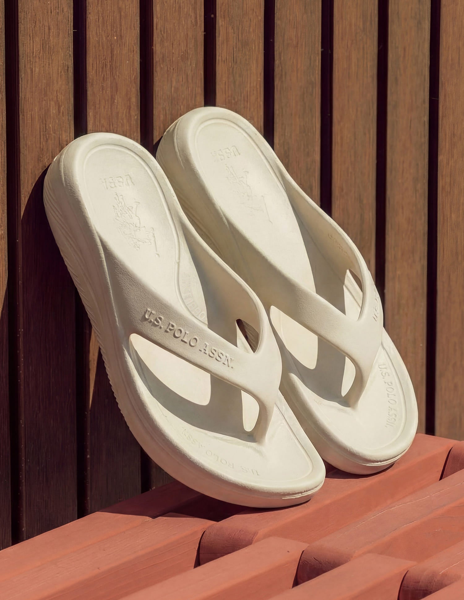 Men Cole V-Strap Flip Flops Beige - U.S. Polo Assn. India | Large