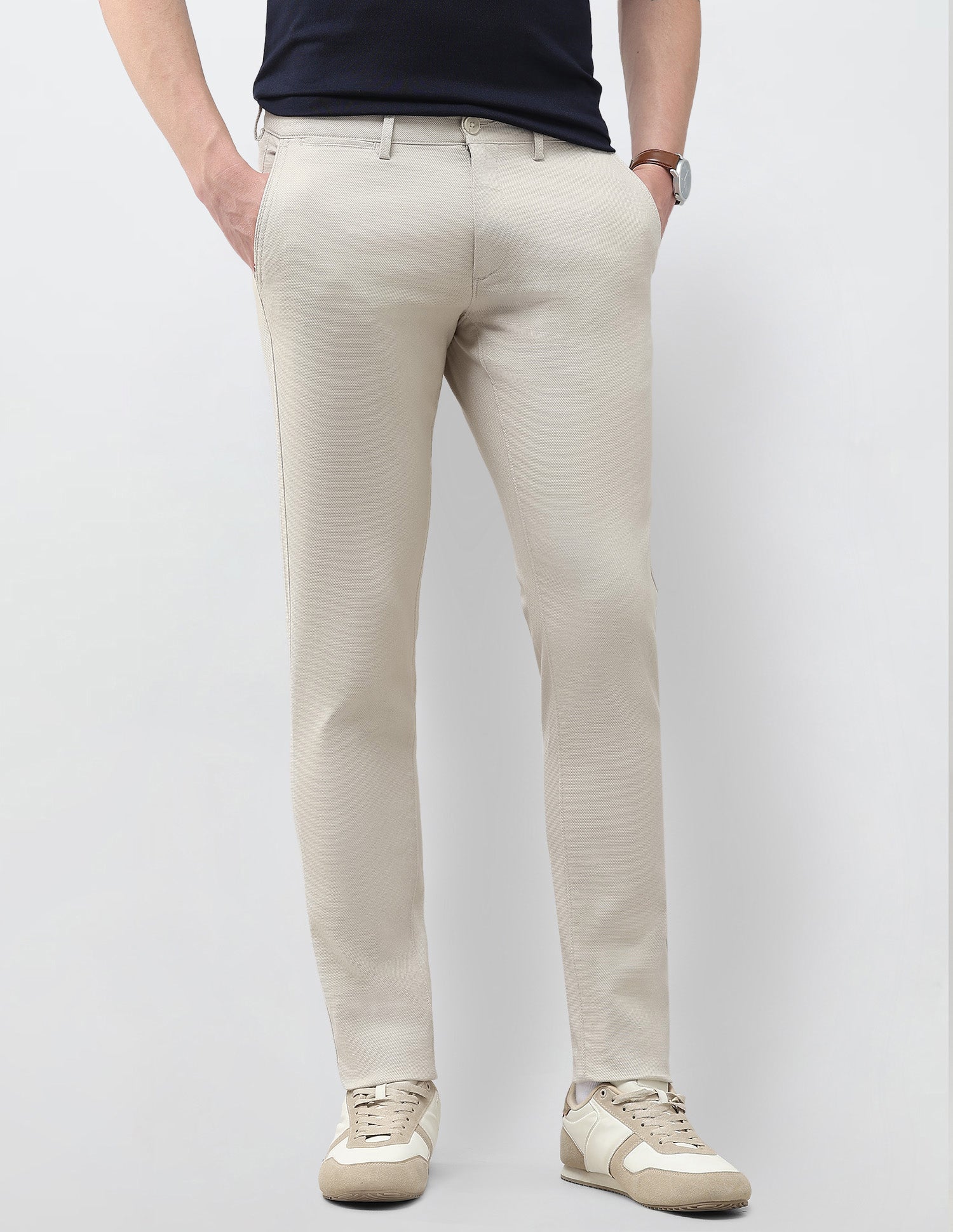 Austin Slim Fit Satin Trousers Stone - U.S. Polo Assn. India | Large