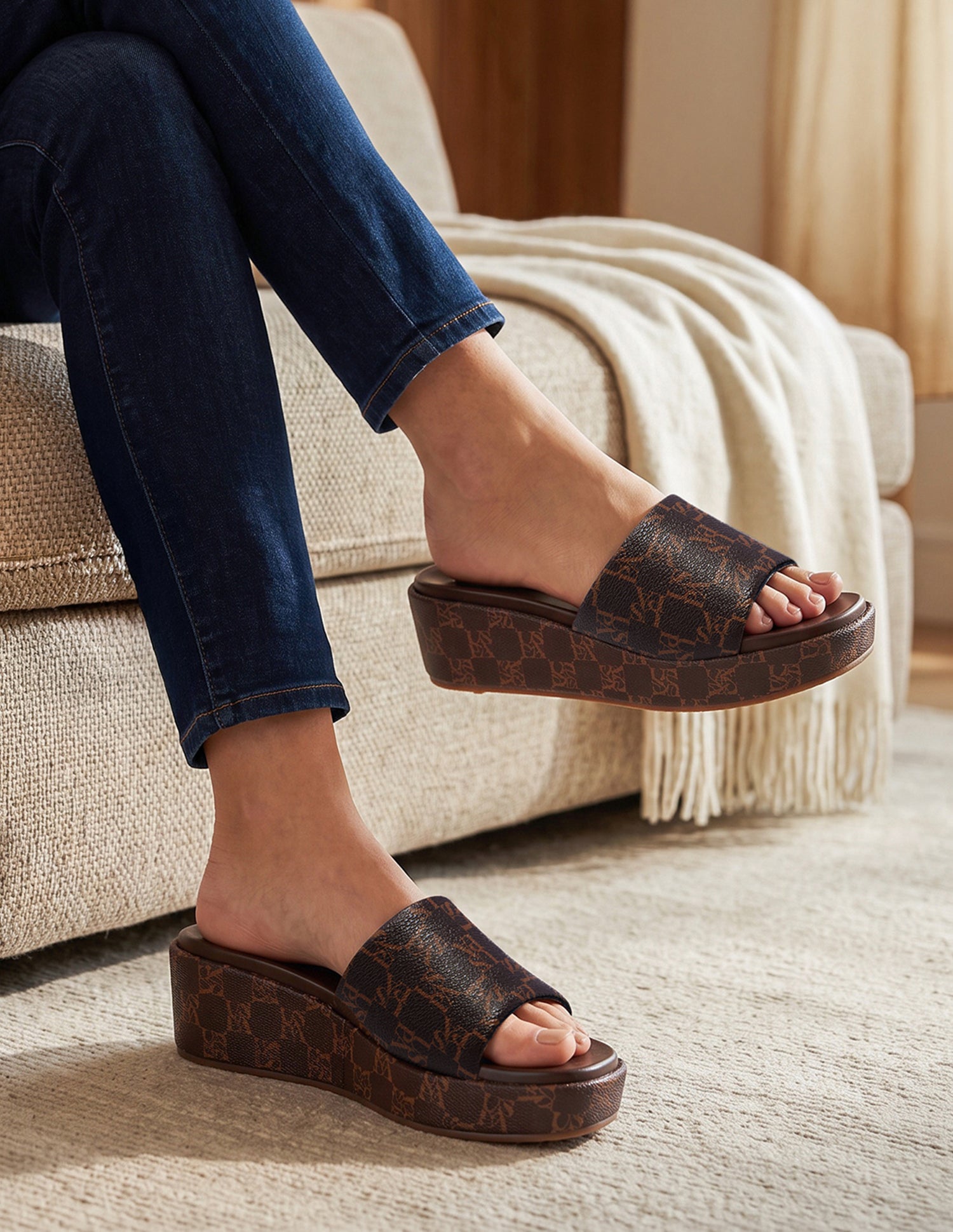 Broad Strap Tiana Platform Heels Brown - U.S. Polo Assn. India | Large